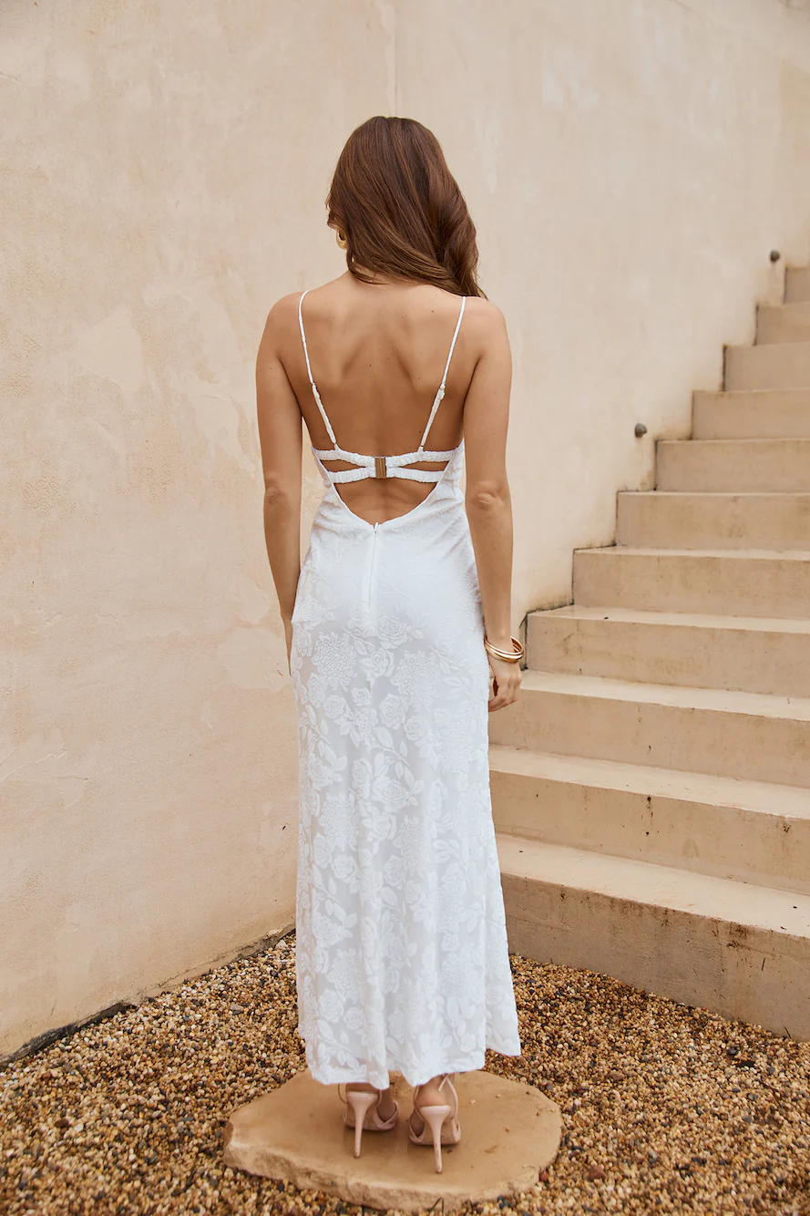 Seaside Sanctuary Mesh Maxi Dress White - luluinthesky