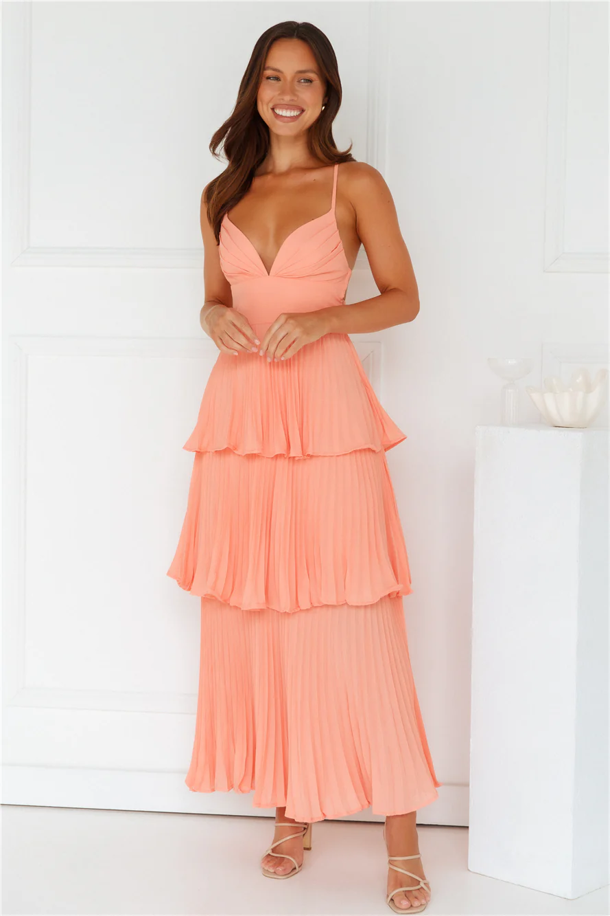 Fashionably Ever After Maxi Dress Peach - luluinthesky