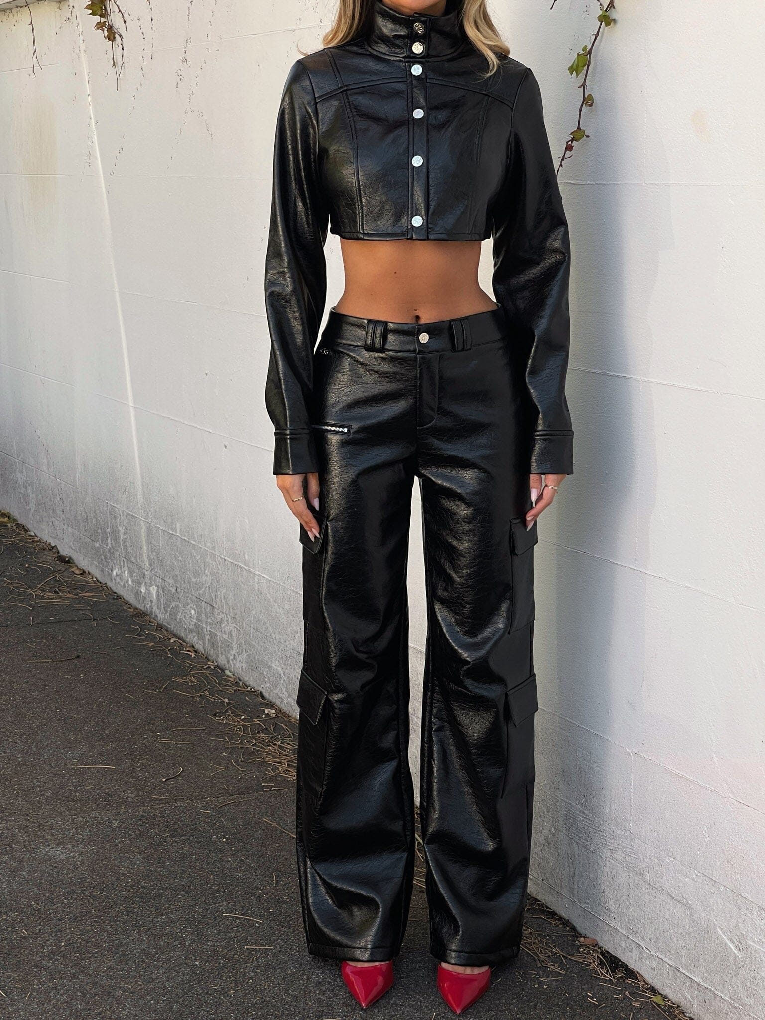 MENDEZ PANT BLACK PU - luluinthesky