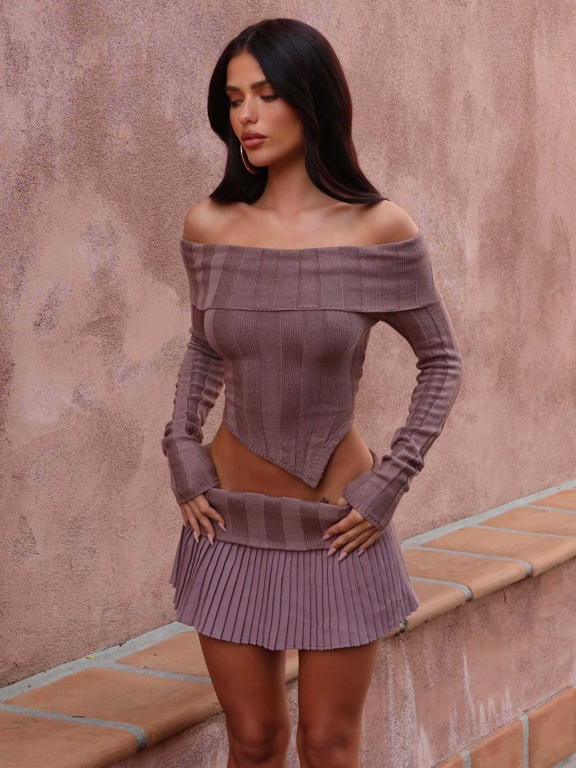 LUCI MINI SKIRT TAUPE - luluinthesky