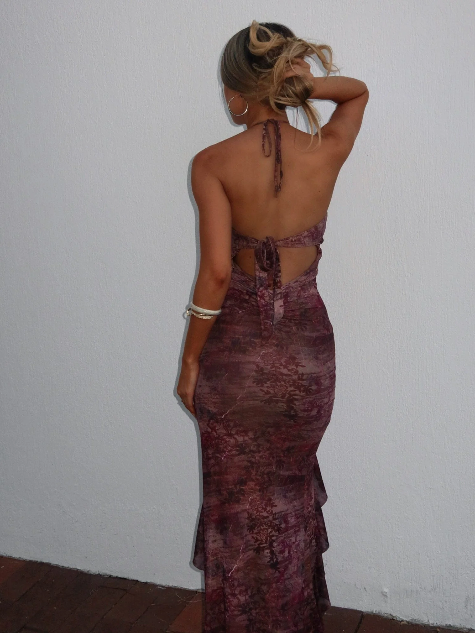 NAIARA MAXI DRESS MAROON MIRAGE - luluinthesky