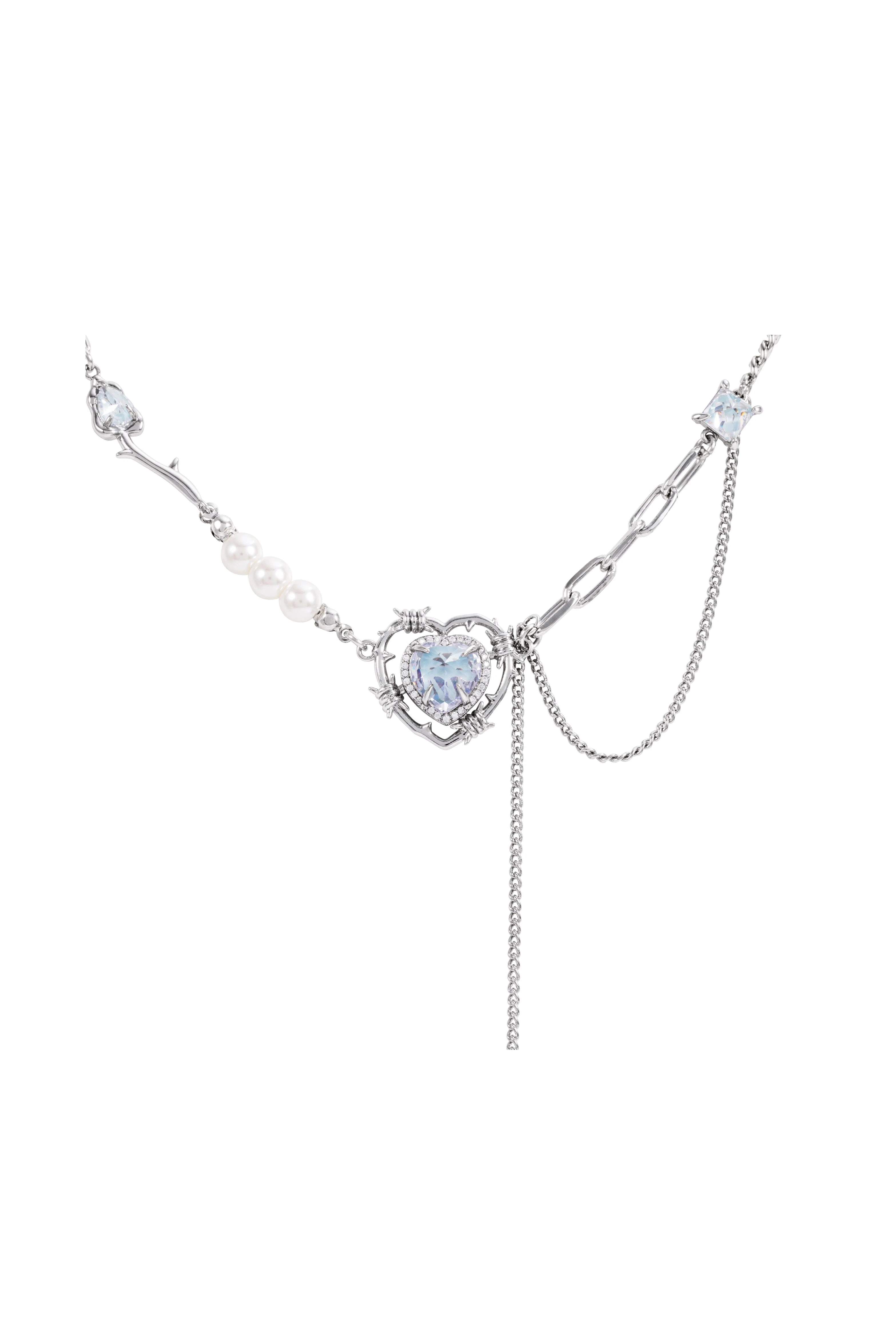 CRYSTALE NECKLACE SILVER - luluinthesky