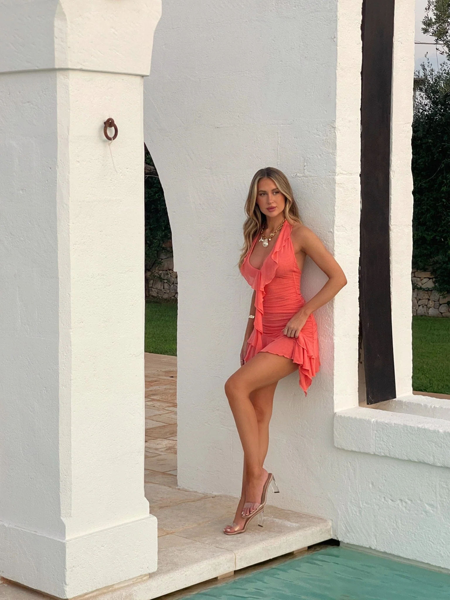 ANNIKA MINI DRESS PEACH - luluinthesky