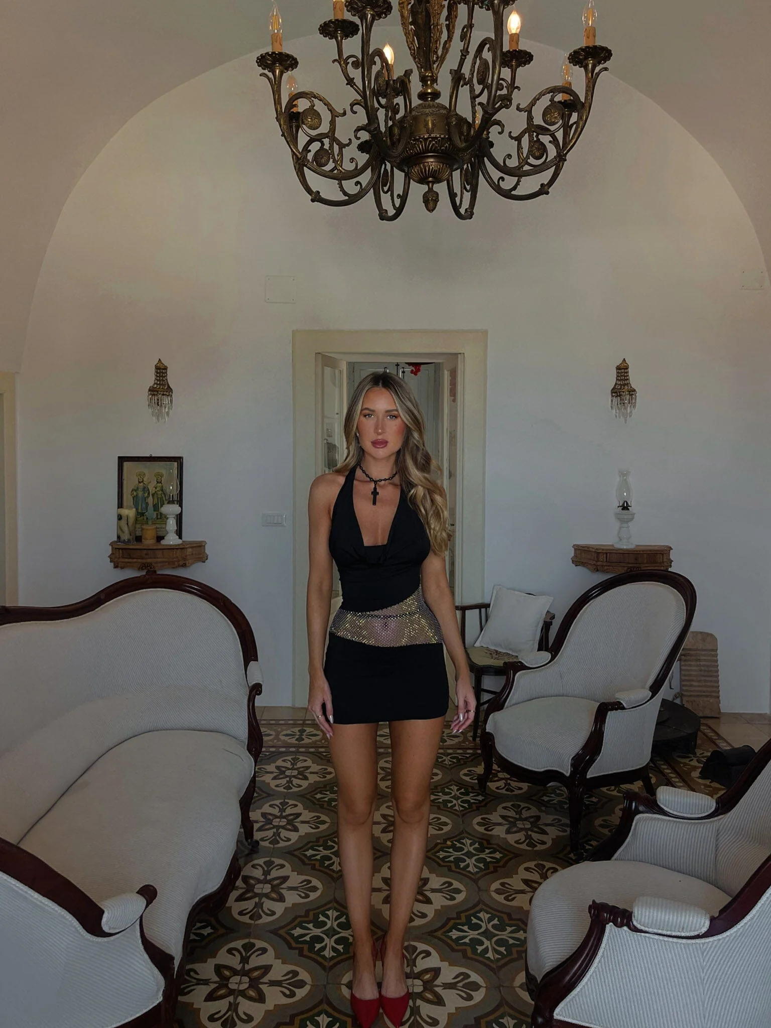 CRIMSON MINI DRESS BLACK - luluinthesky