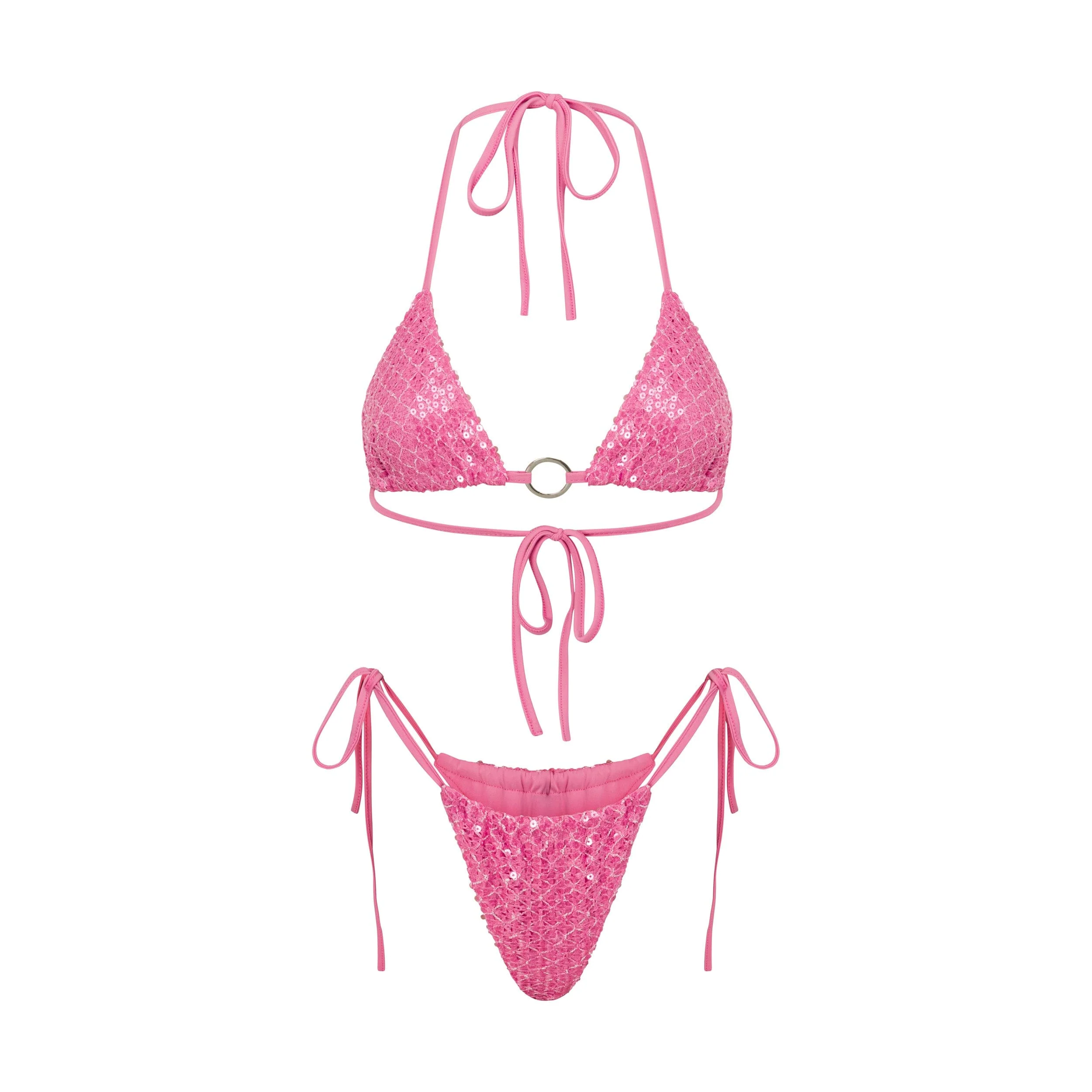 AIRE BIKINI BOTTOM PINK SEQUIN - luluinthesky