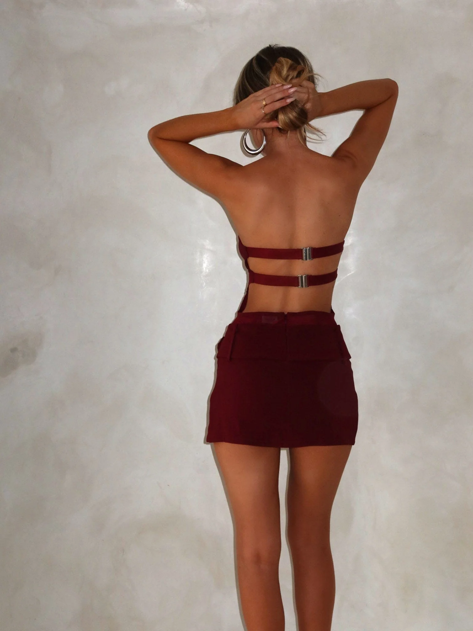 BEAU MINI DRESS BURGUNDY - luluinthesky