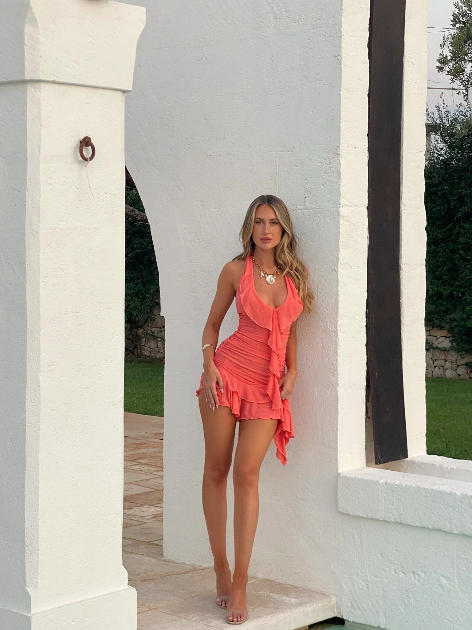 ANNIKA MINI DRESS PEACH - luluinthesky