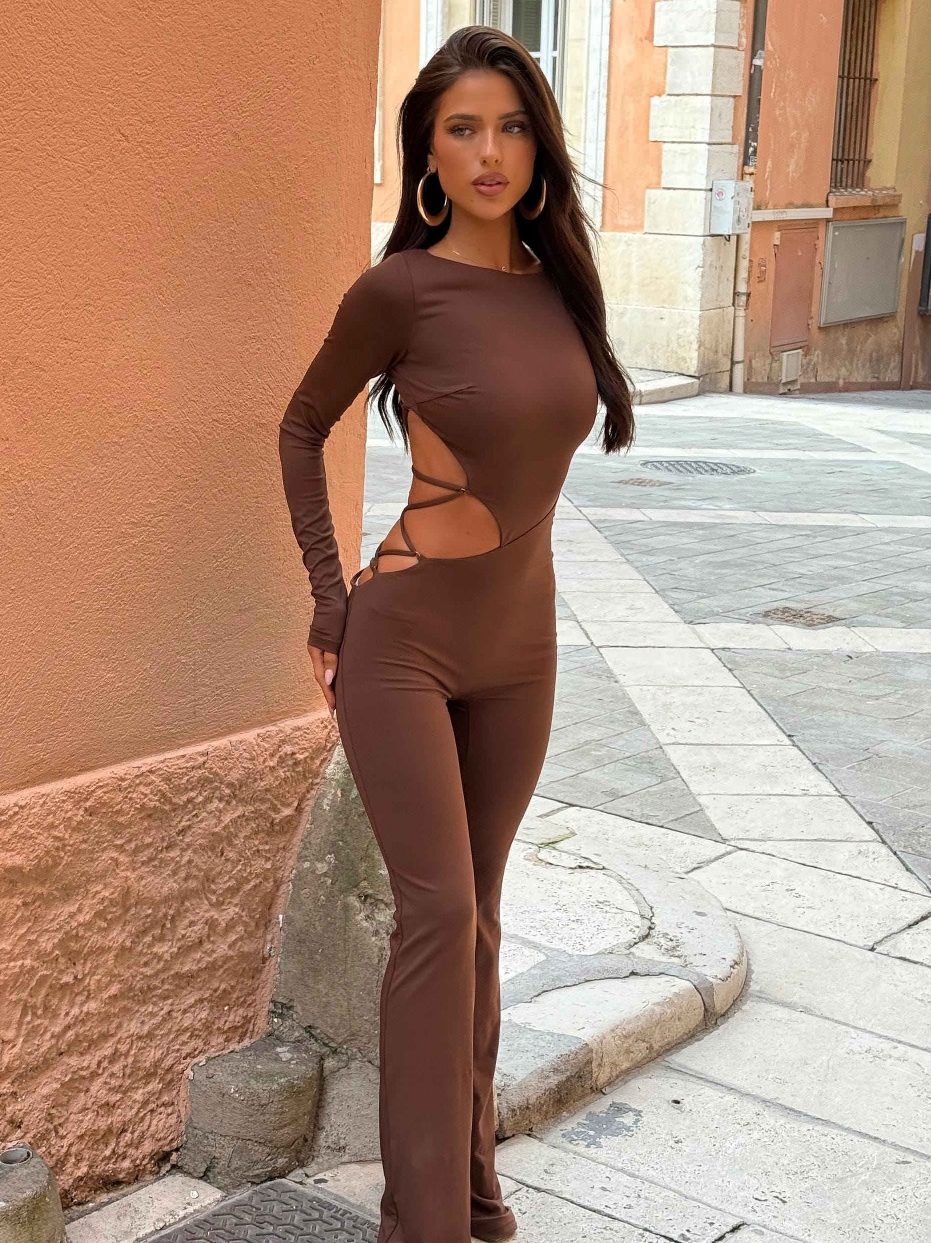 NASH JUMPSUIT CHOCOLATE - luluinthesky
