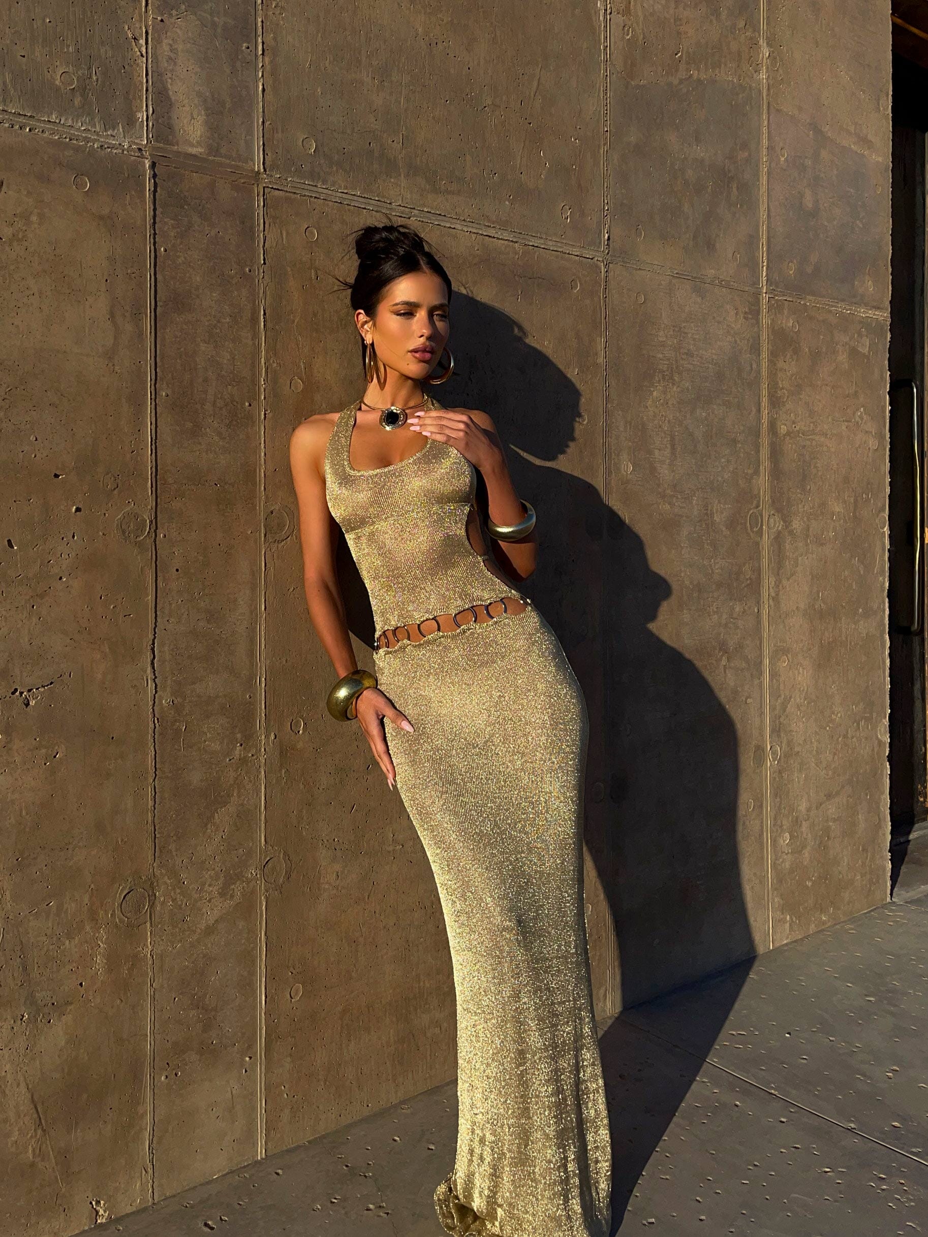 CARMEN MAXI DRESS GOLD - luluinthesky