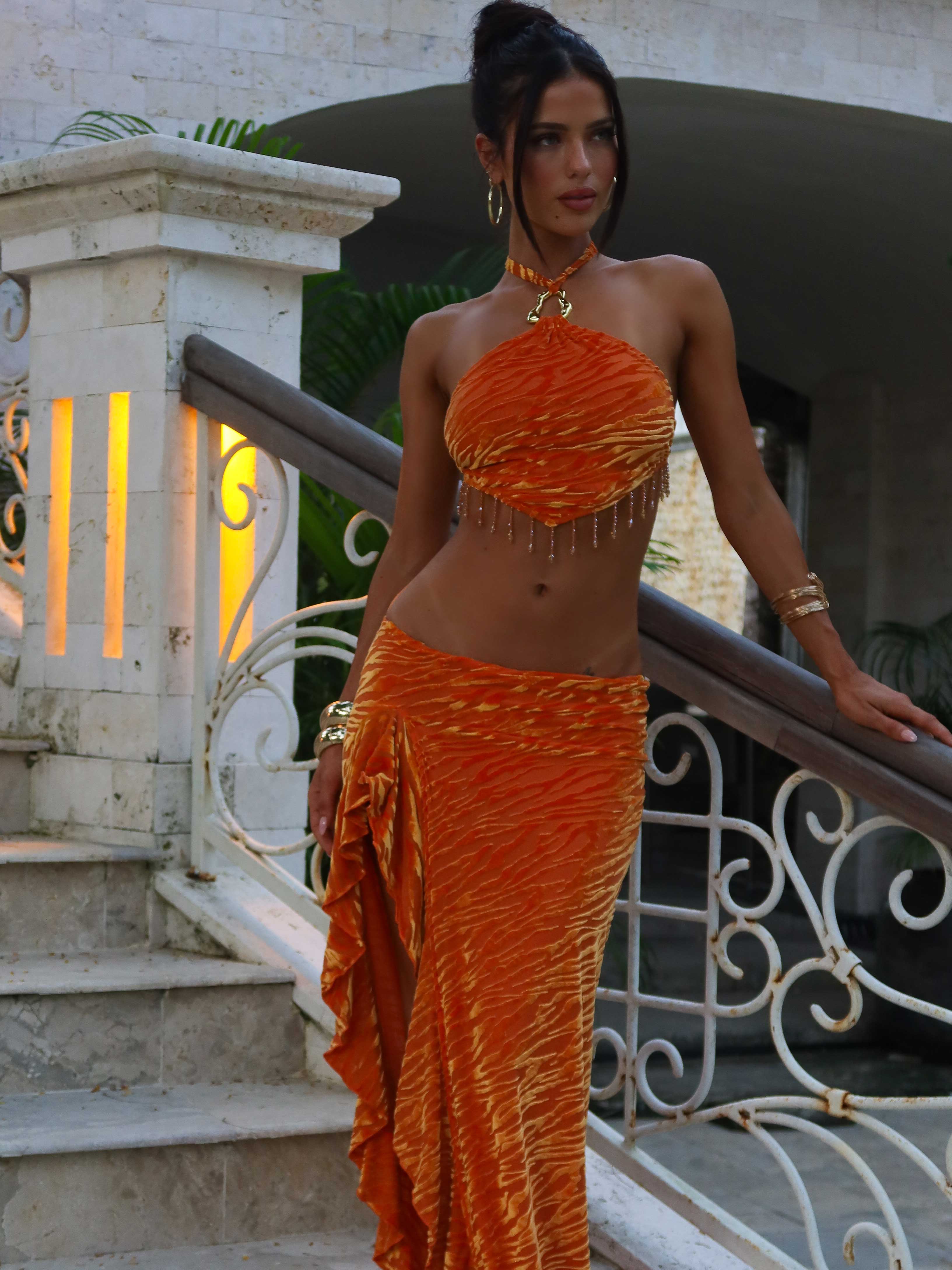 SETIA MAXI SKIRT ORANGE - luluinthesky