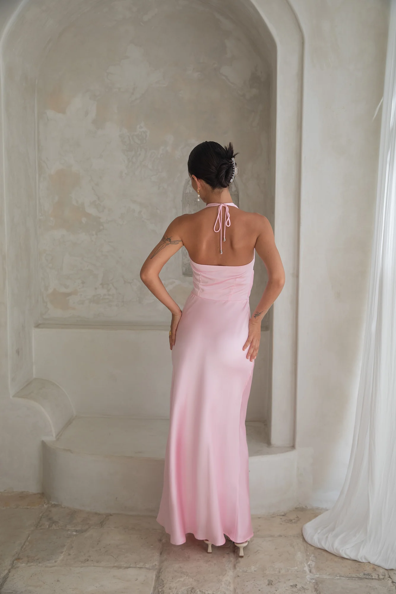 Destinations Halter Maxi Dress Pink - luluinthesky