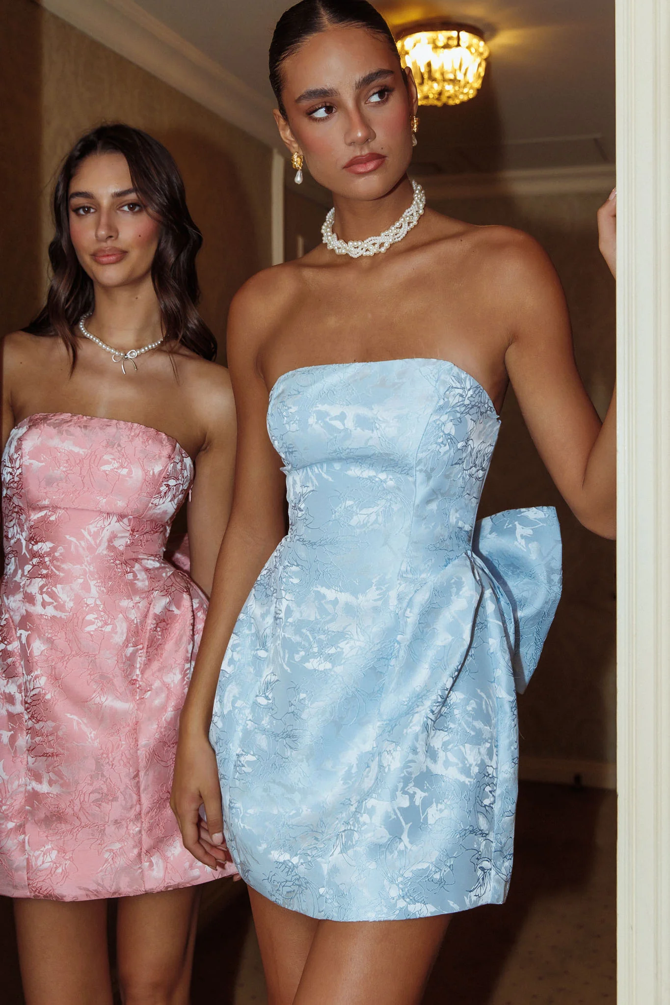 Melty Kisses Bow Mini Dress Blue - luluinthesky