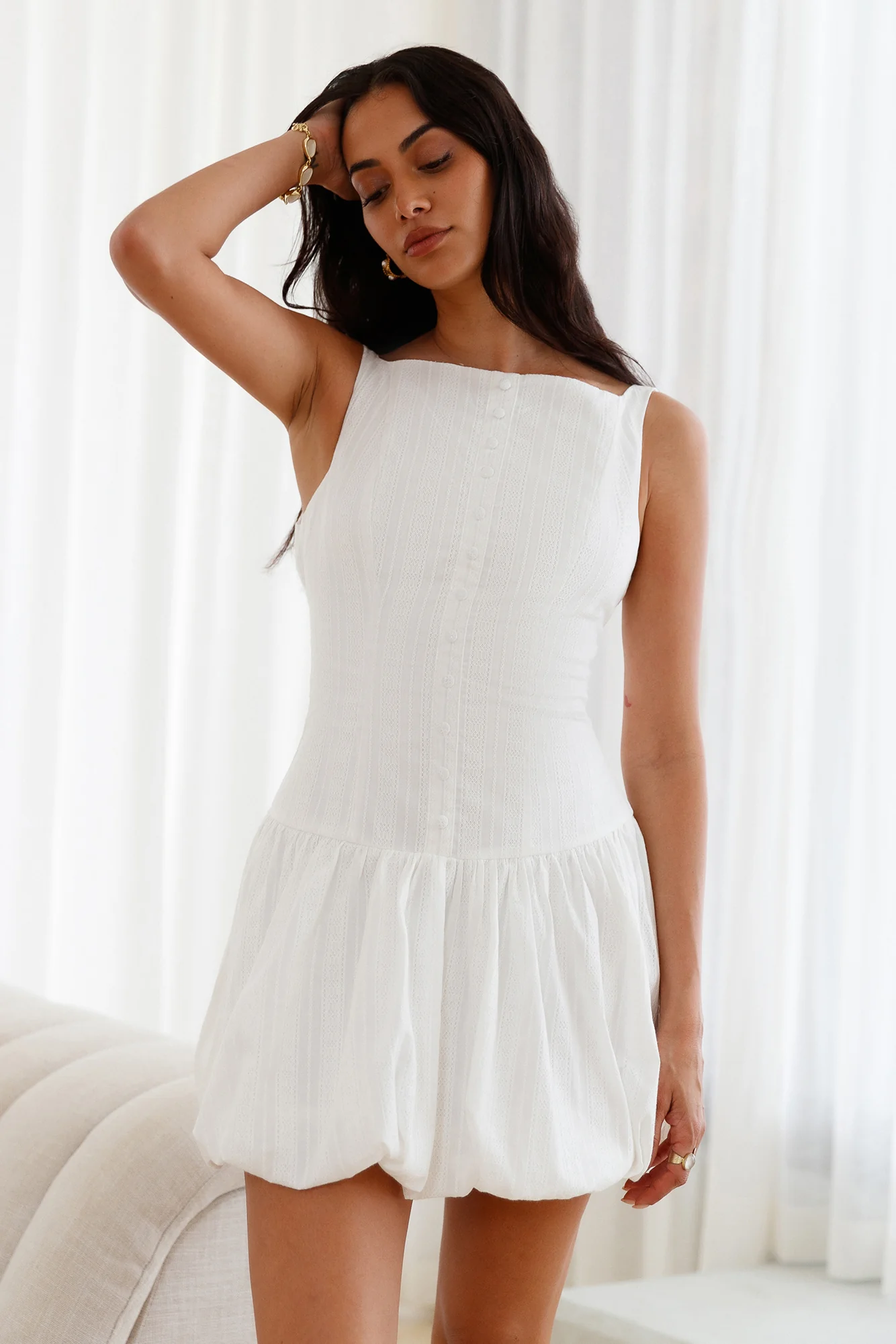 Dainty Style Mini Dress White - luluinthesky