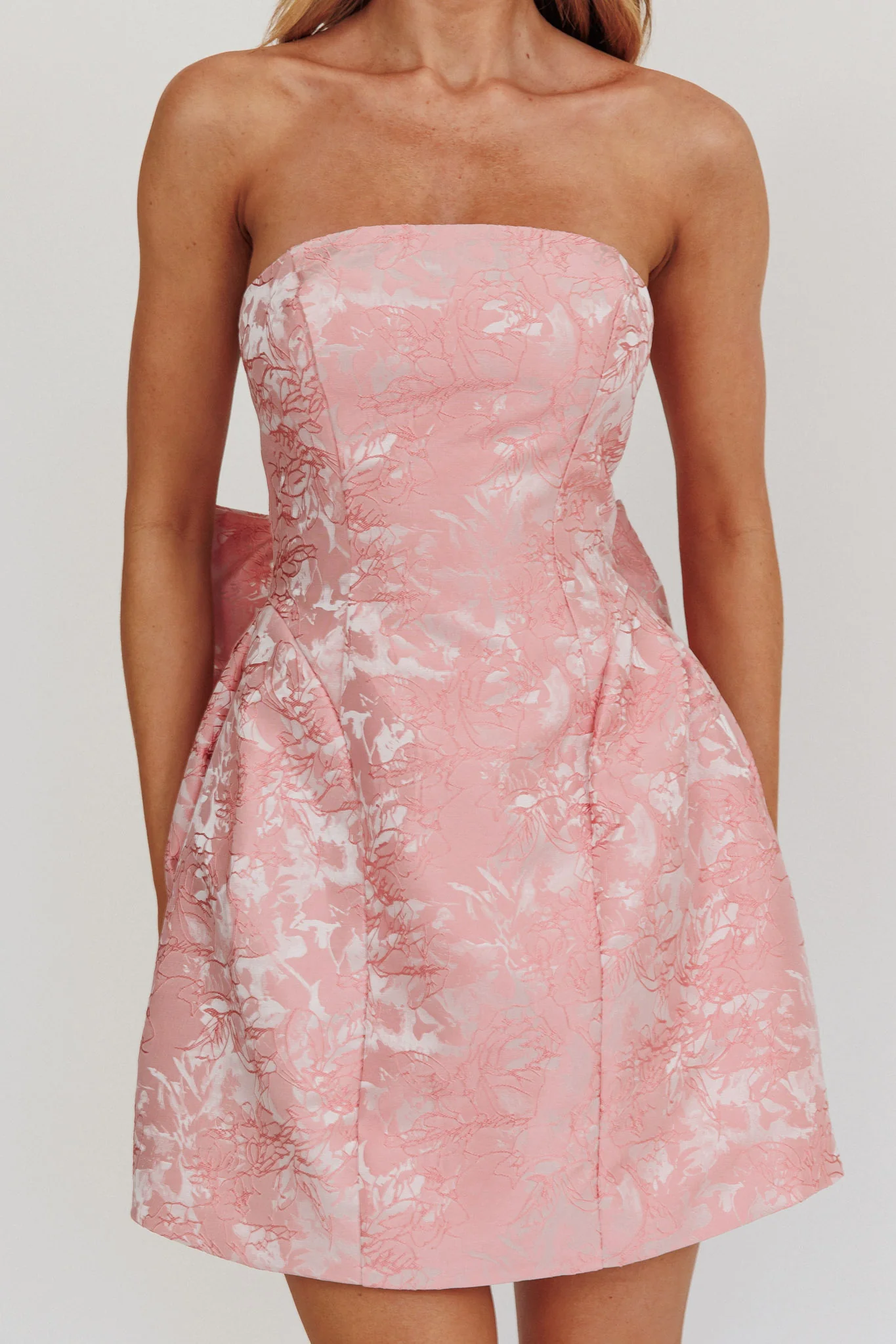Melty Kisses Bow Mini Dress Pink - luluinthesky