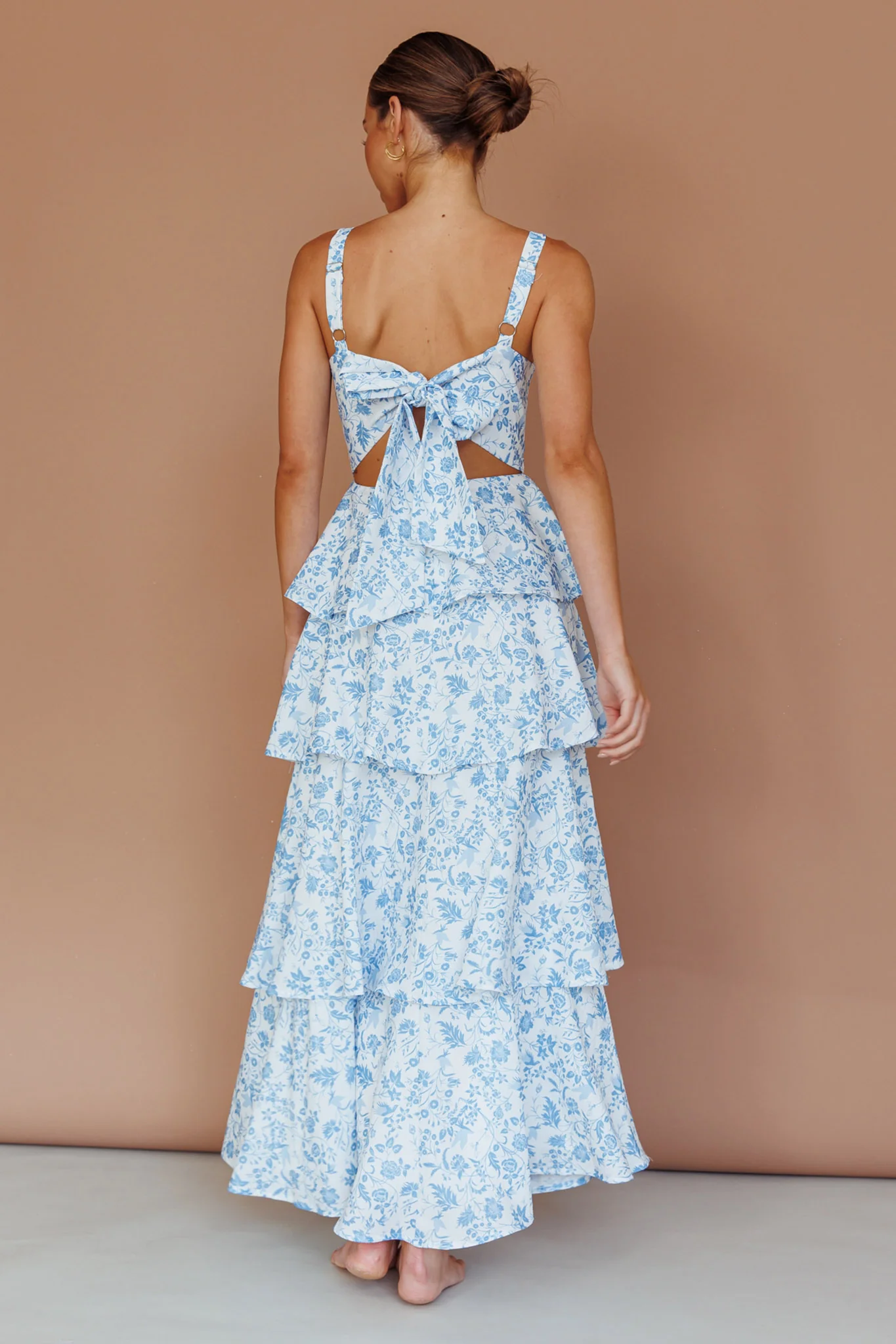 Provence Bloom Tiered Midi Dress Floral Blue - luluinthesky
