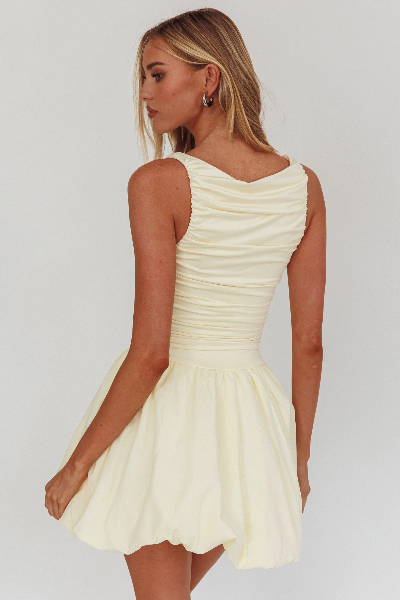 Dalayla Sleeveless Balloon Skirt Mini Dress Butter - luluinthesky