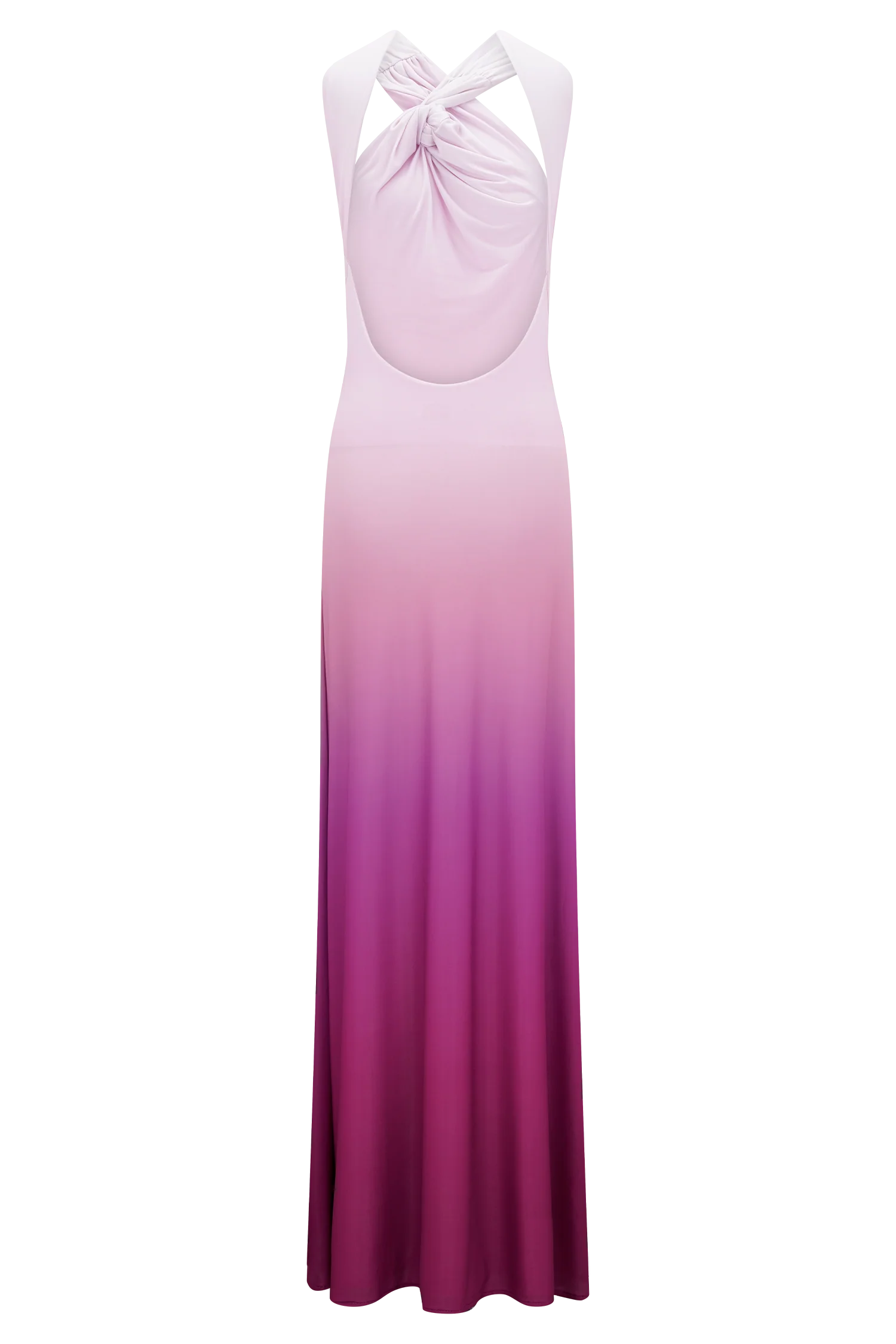 Marlee Asymmetrical Slinky Maxi Dress - Ombre Pink - luluinthesky