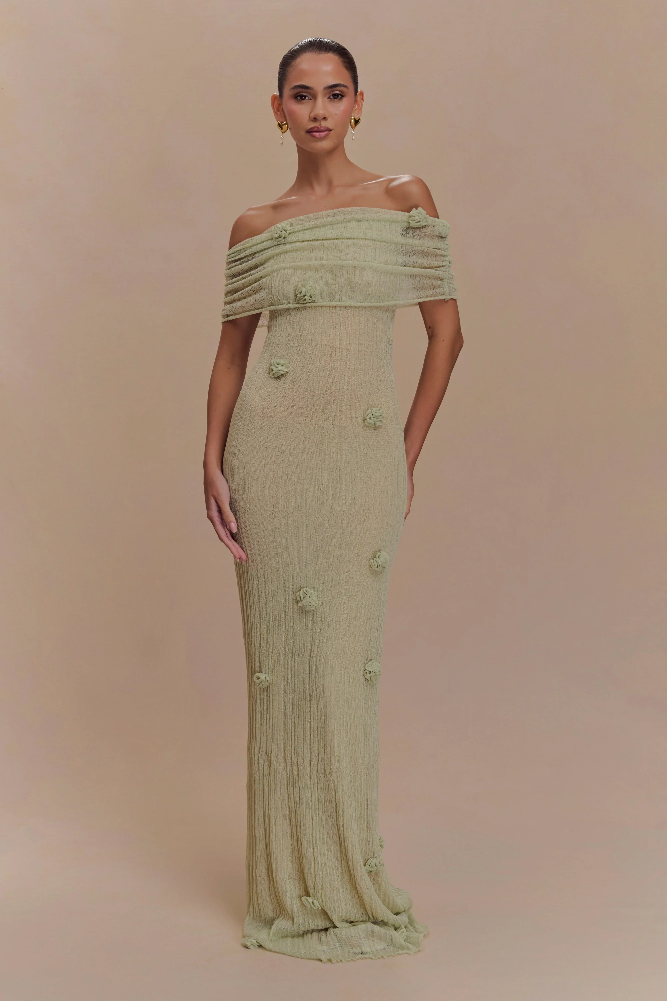 Brynn Orchid Knit Maxi Dress - Pastel Green - luluinthesky