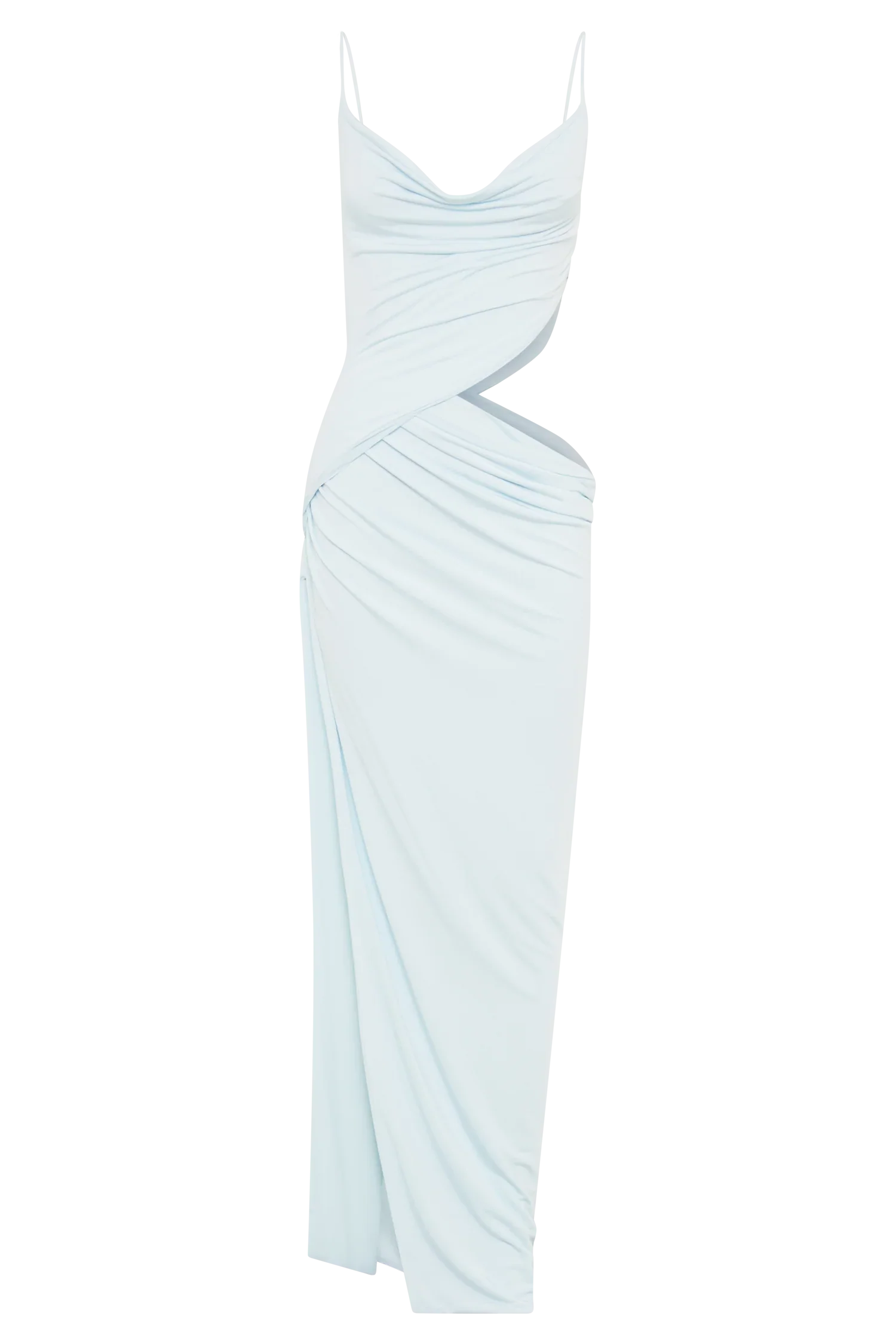 Jemma Draped Slinky Maxi Dress - Sky Blue - luluinthesky