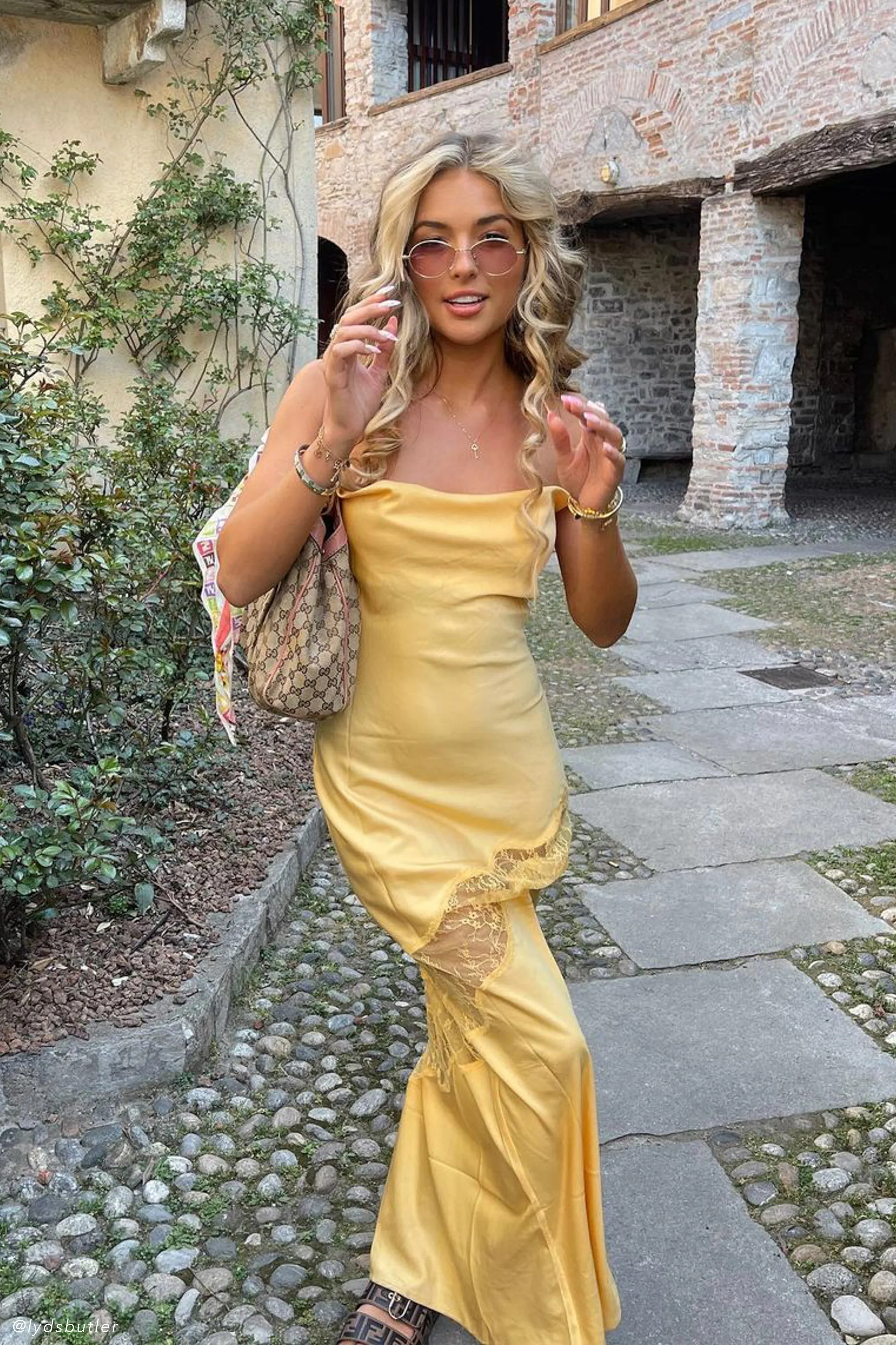 Chandra Lace Detail Satin Maxi Dress - Lemon - luluinthesky