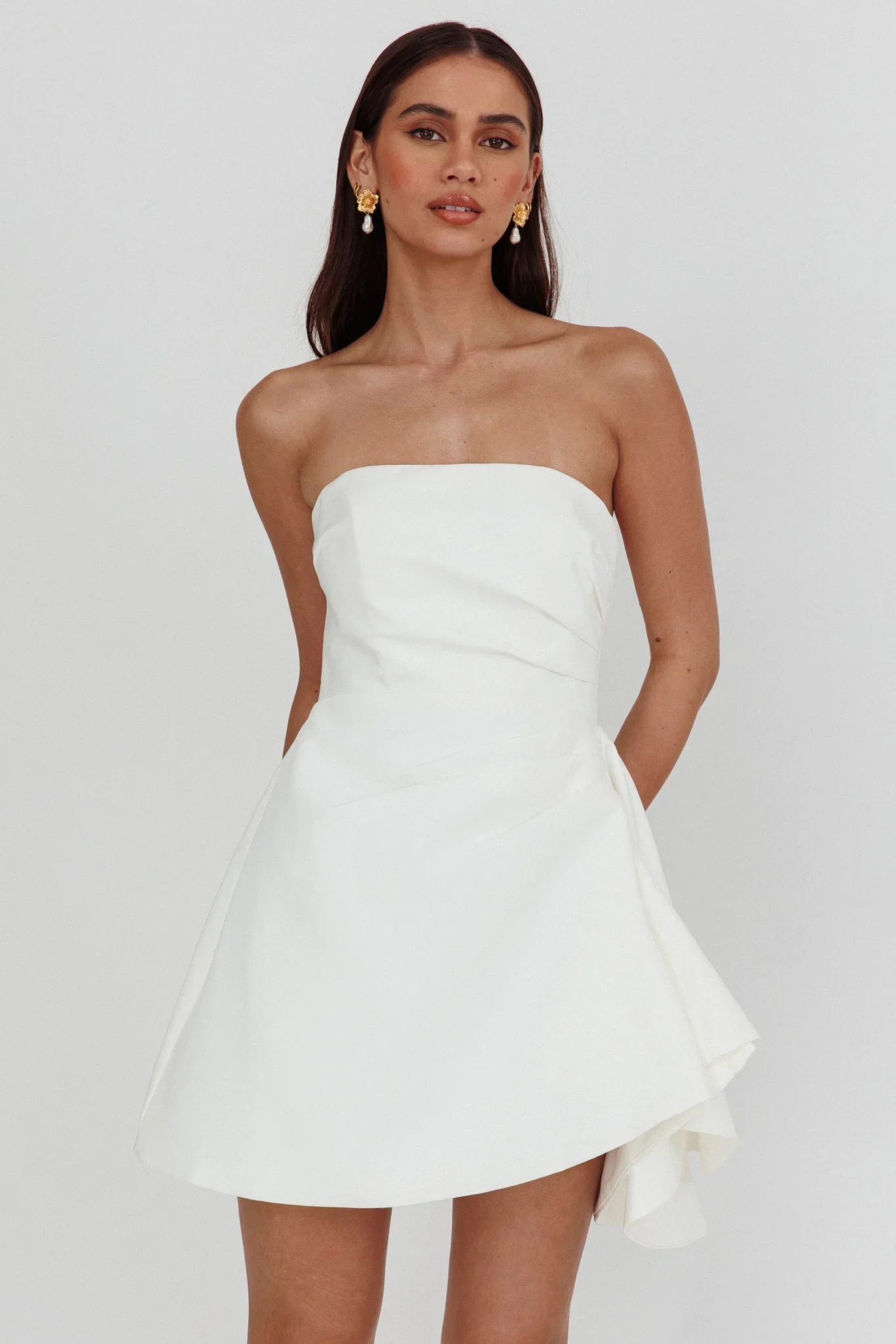 Minnesota Strapless Mini Dress White - luluinthesky