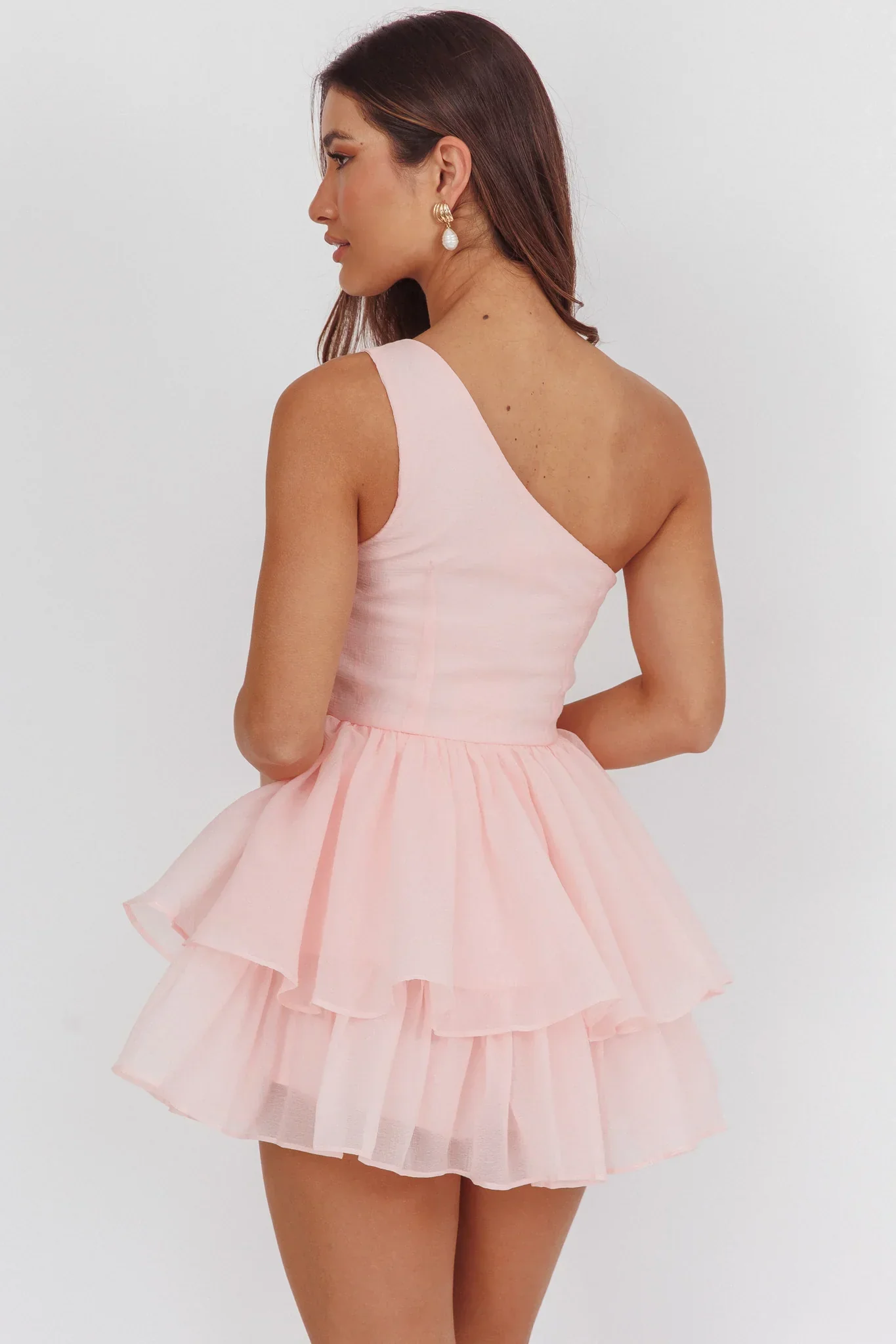 Raelene One-Shoulder Ruffle Romper Pink - luluinthesky