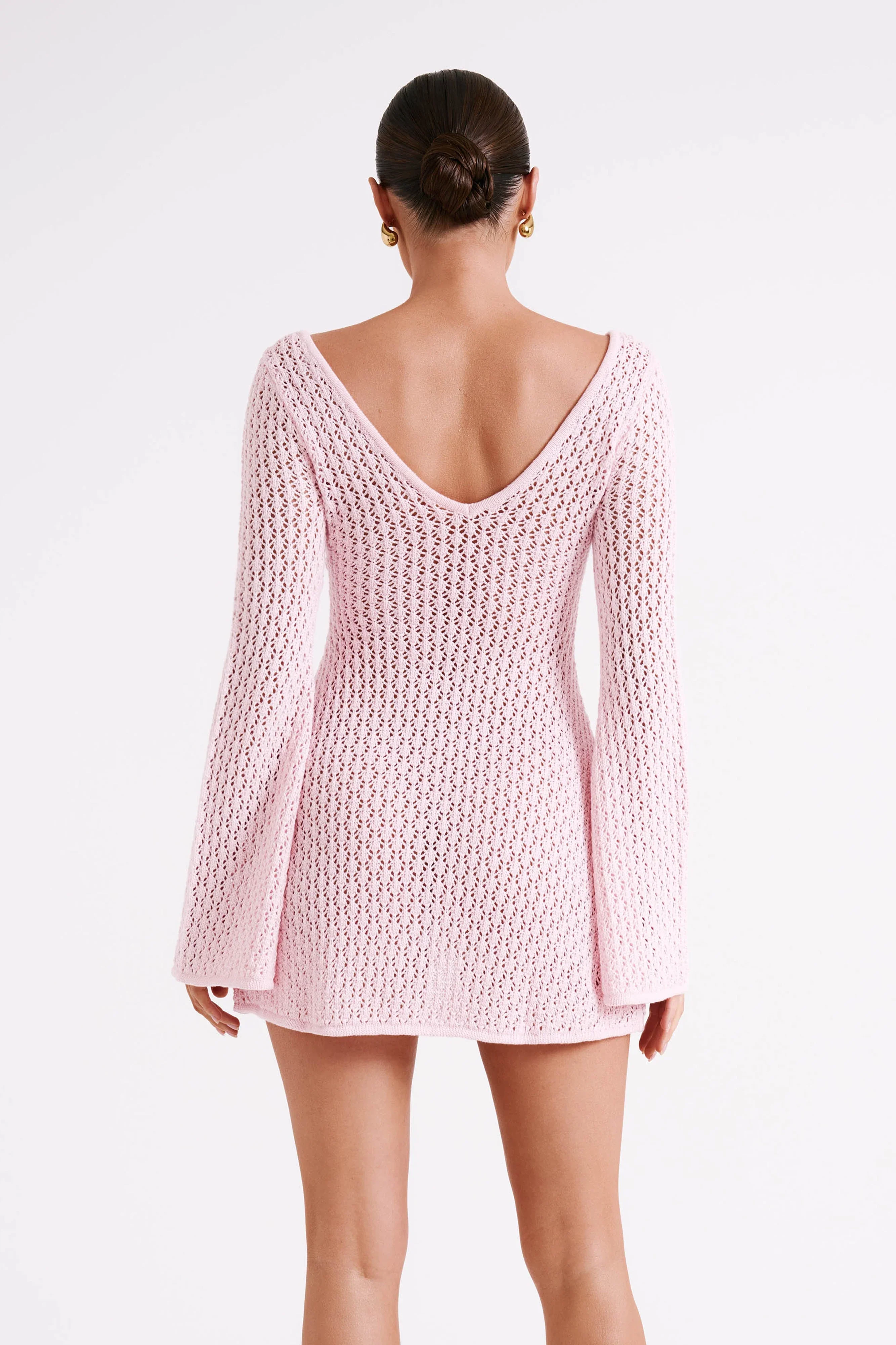 Kayleigh Crochet Knit Mini Dress - Rosewater - luluinthesky