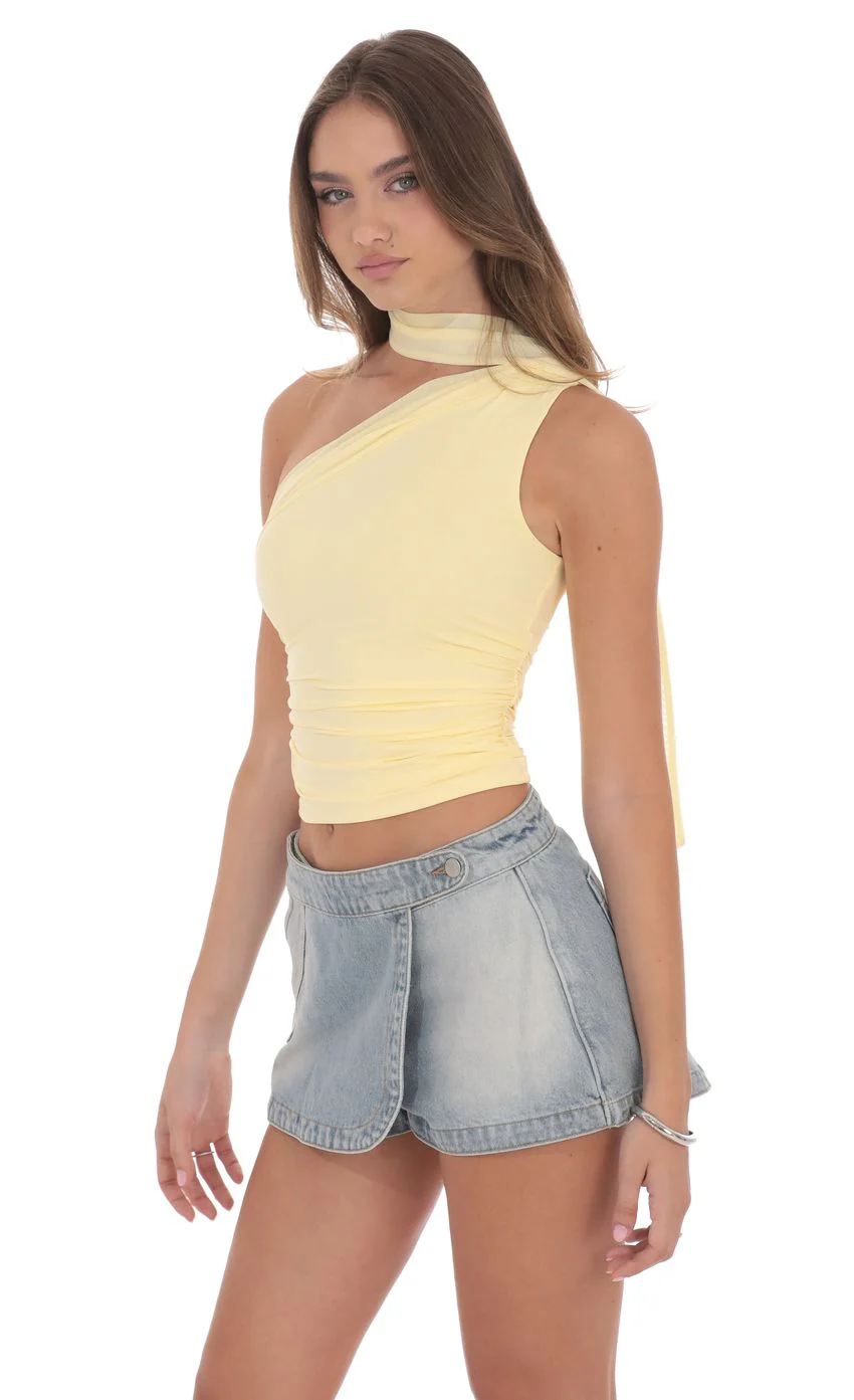 Scarf Halter Top in Yellow - luluinthesky