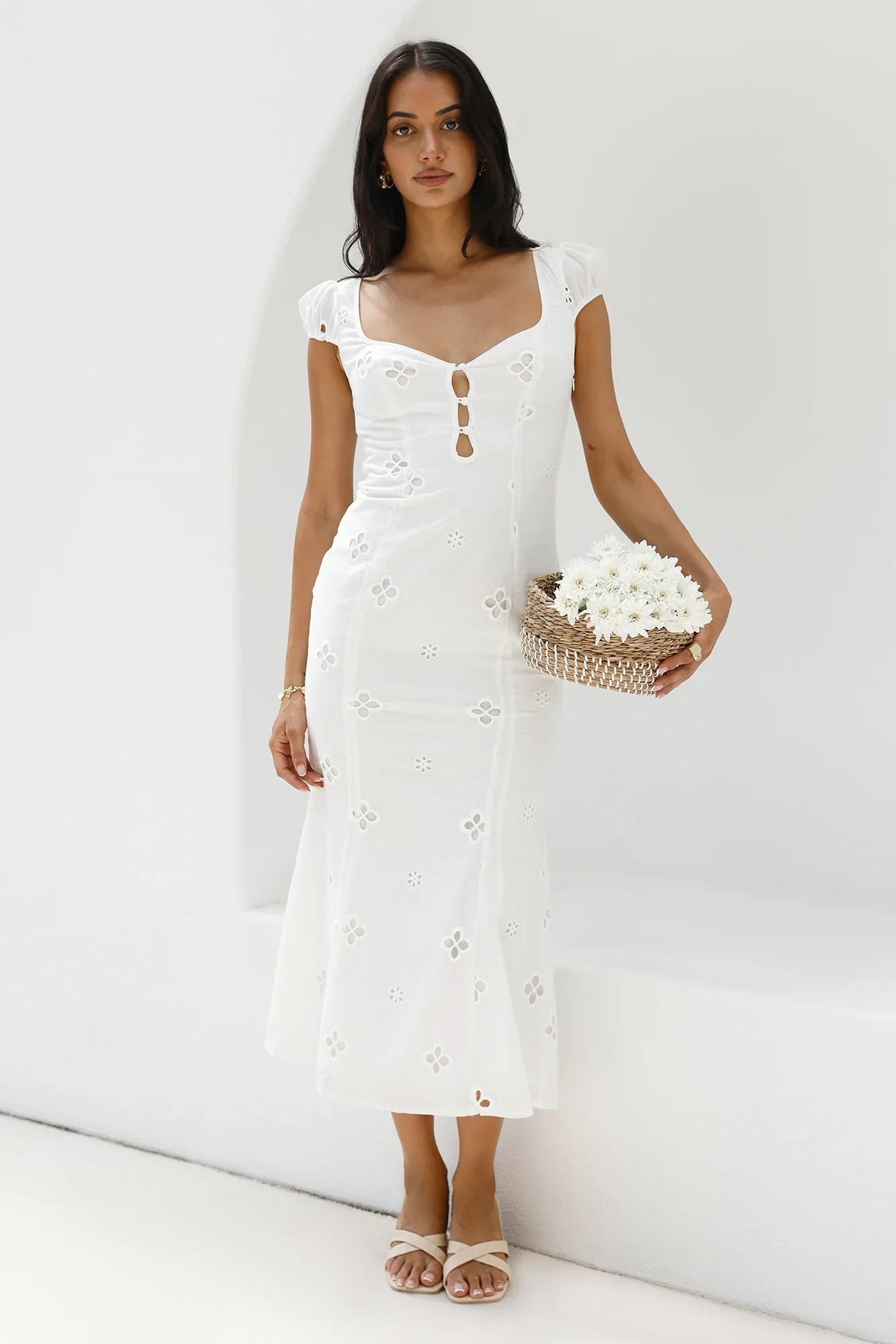 Vintage Song Midi Dress White - luluinthesky