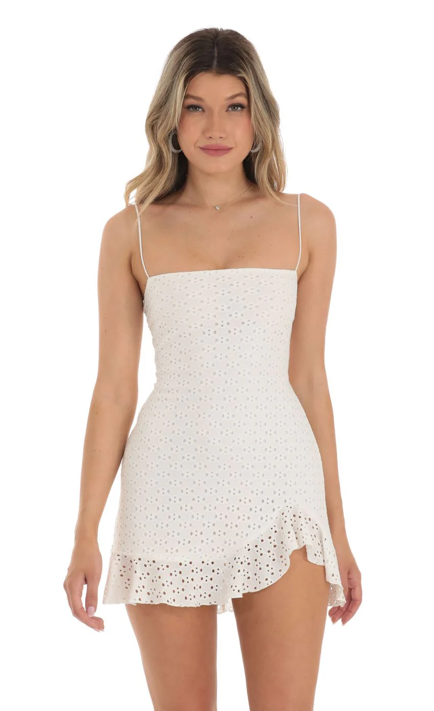 Ruffle Dress in White - luluinthesky