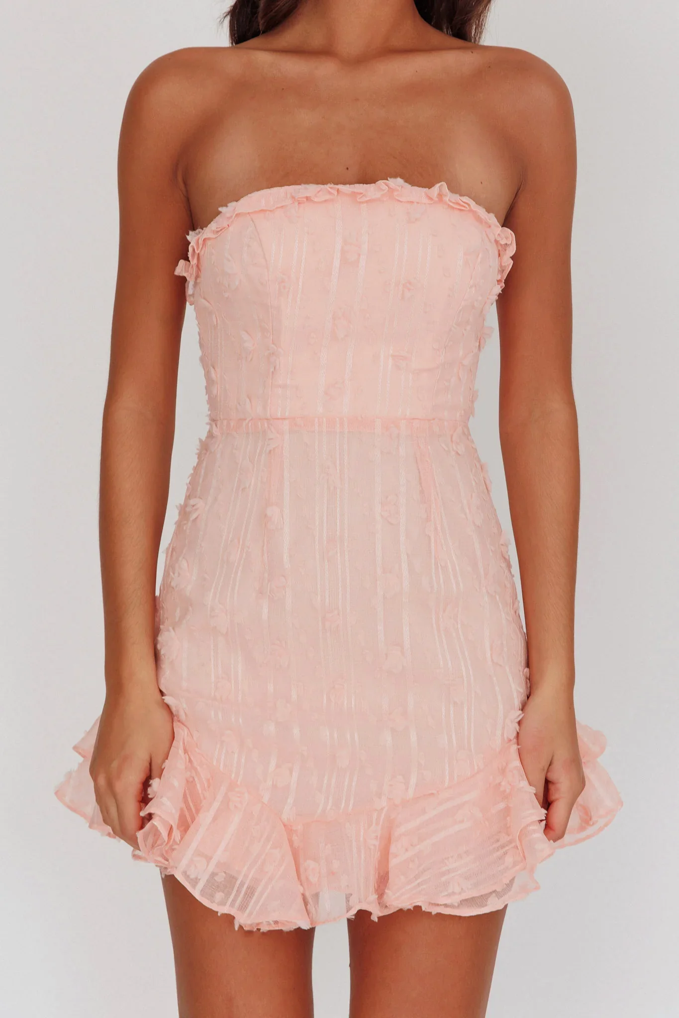 Cece Embellished Bandeau Dress Blush - luluinthesky