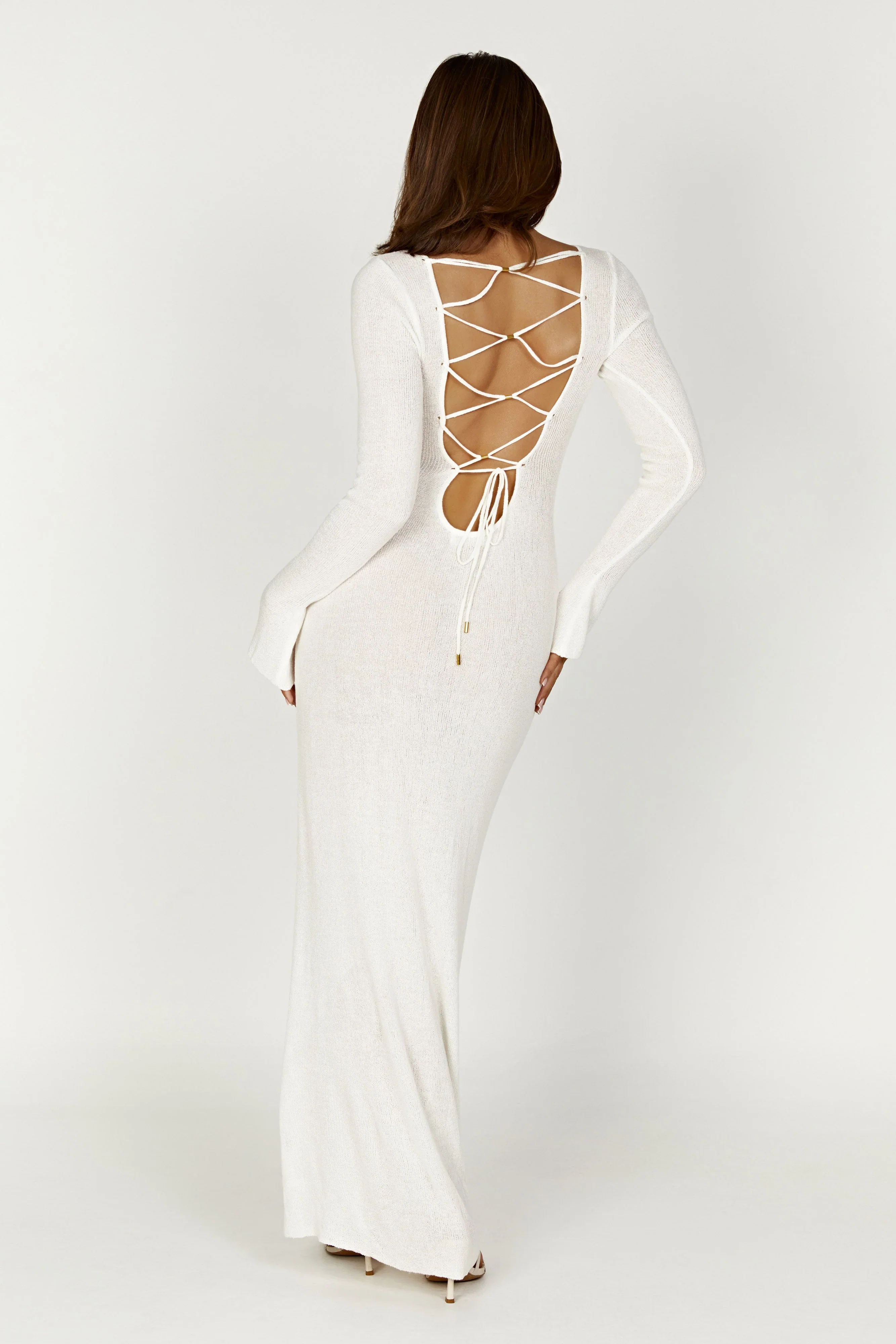 Talia Maxi Open Back Knit Dress - Ivory - luluinthesky