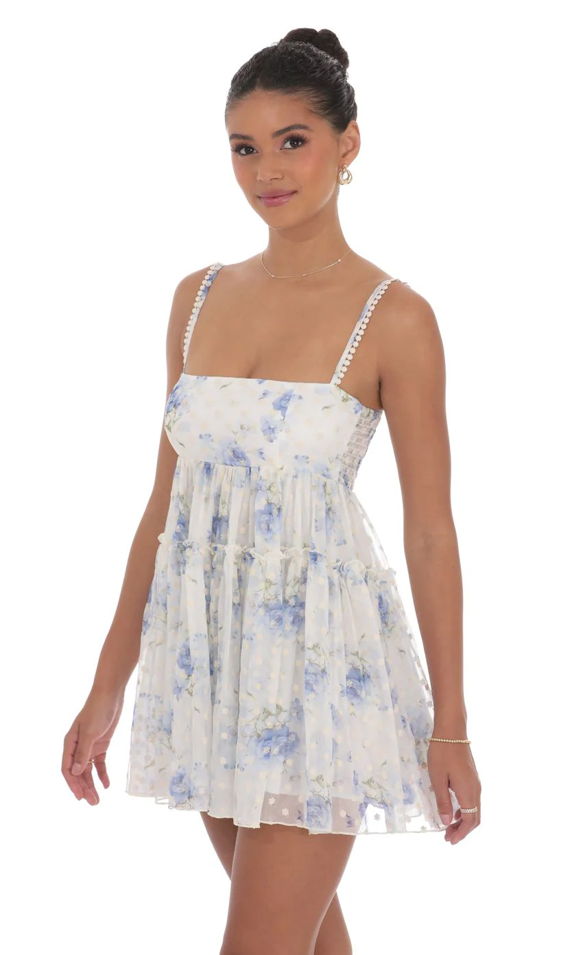 Floral Babydoll Dress in White - luluinthesky