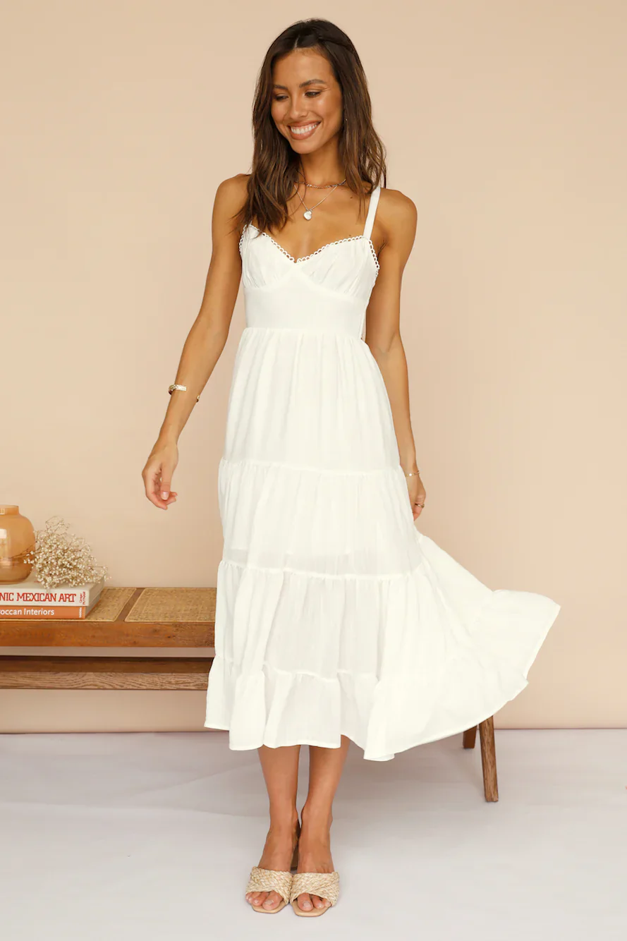 Somebody New Midi Dress White - luluinthesky