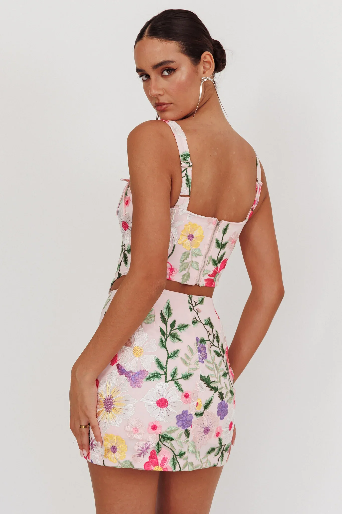 High Street Jacquard Mini Skirt Floral Multi - luluinthesky