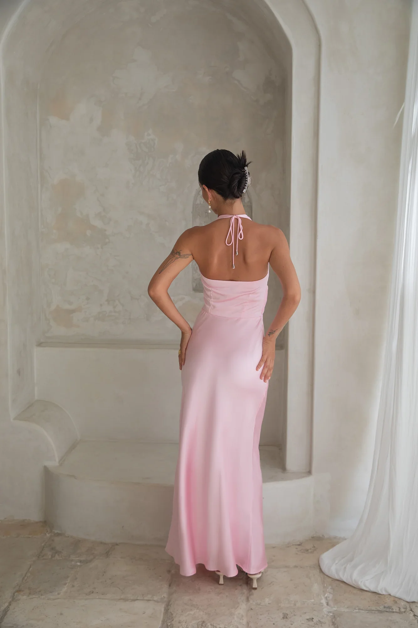 Destinations Halter Maxi Dress Pink - luluinthesky