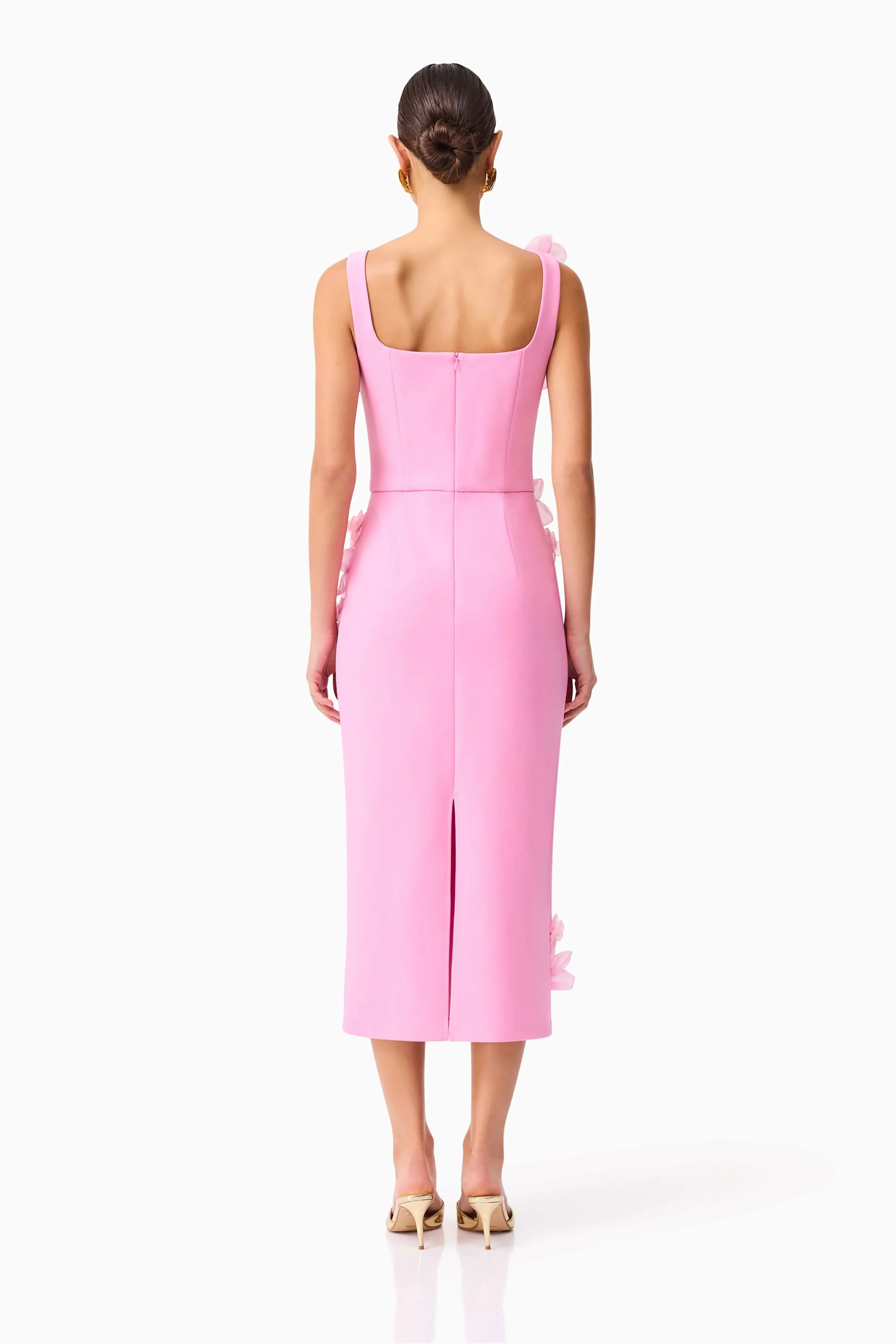 Chantelle 3D Midi Dress in Pink - luluinthesky