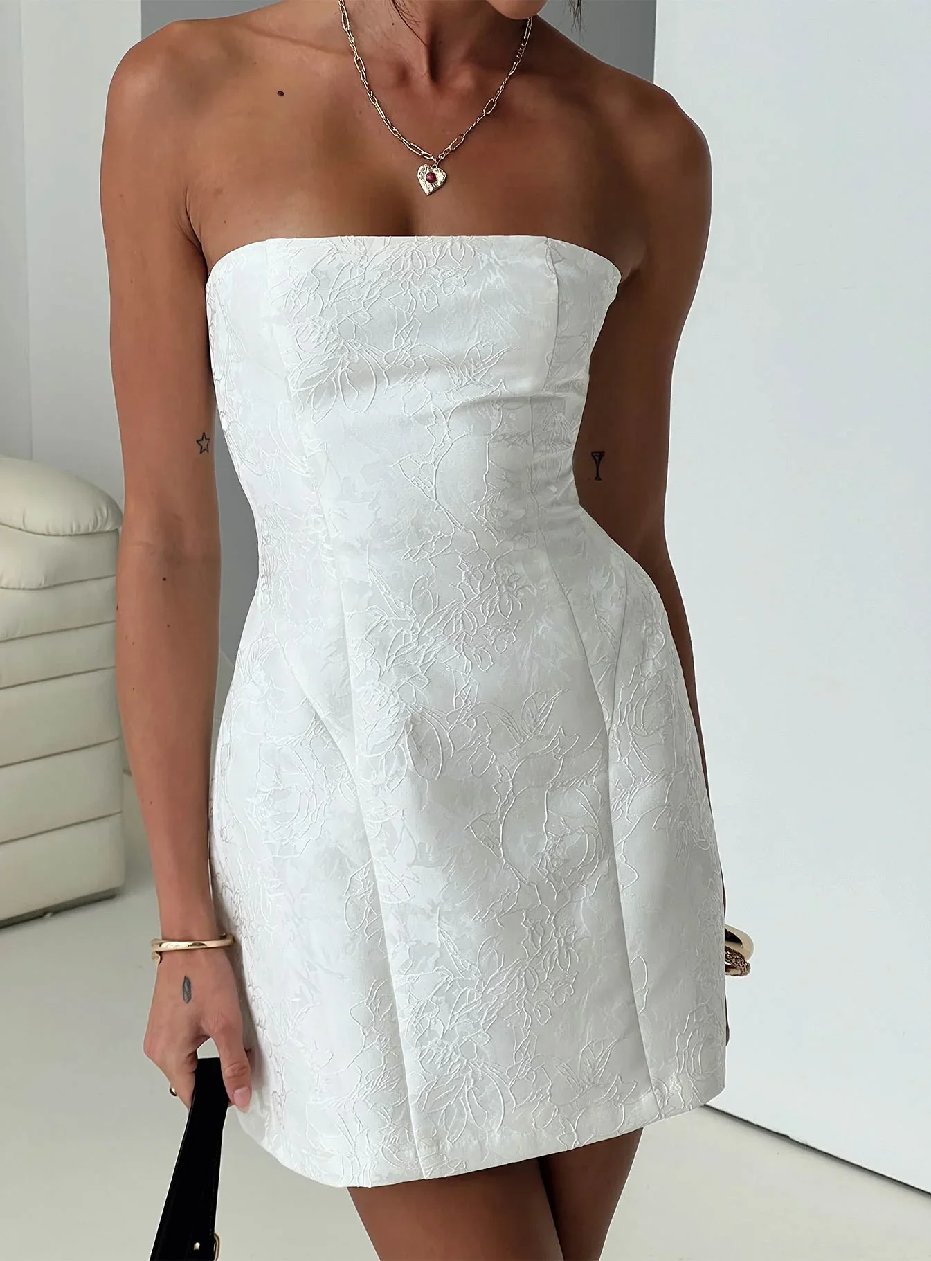 Heaven Sent Strapless Mini Dress White - luluinthesky