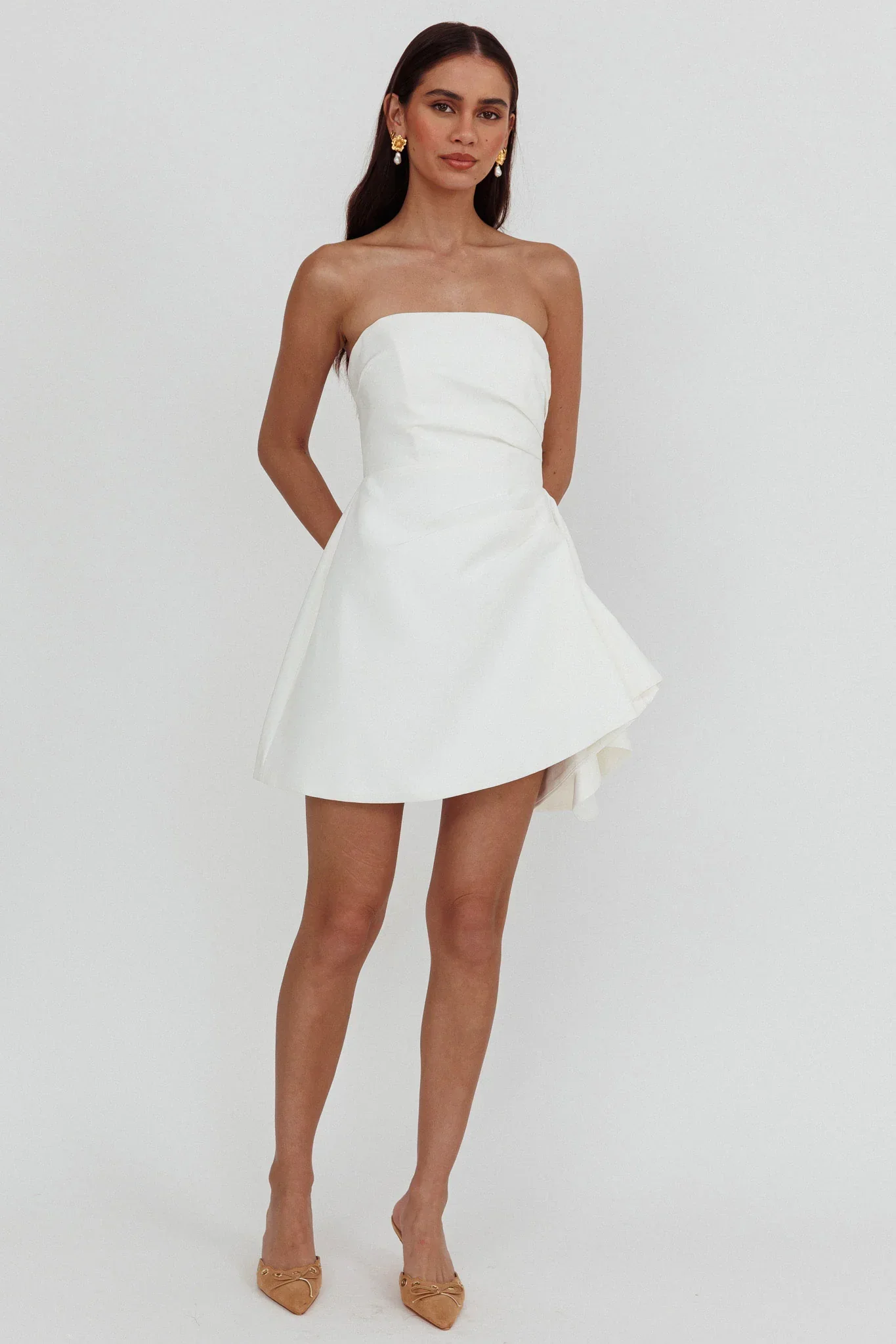 Minnesota Strapless Mini Dress White - luluinthesky