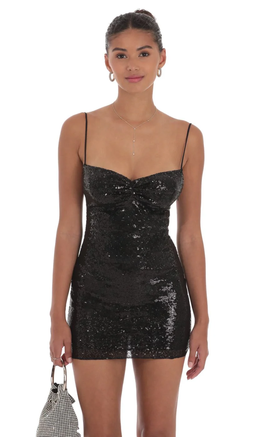 Sequin Butterfly Dress in Black - luluinthesky