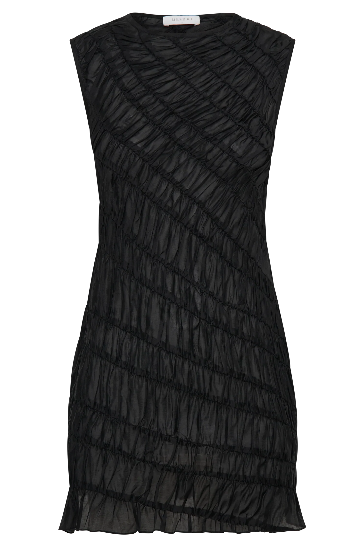 Adella Gathered Mini Dress - Black - luluinthesky