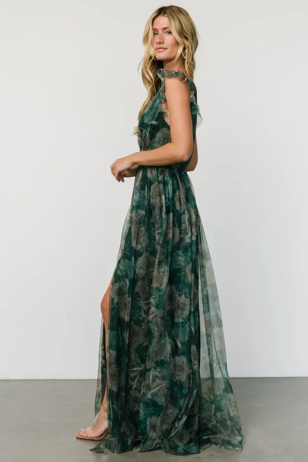 Carmine Maxi Dress | Green Floral - luluinthesky