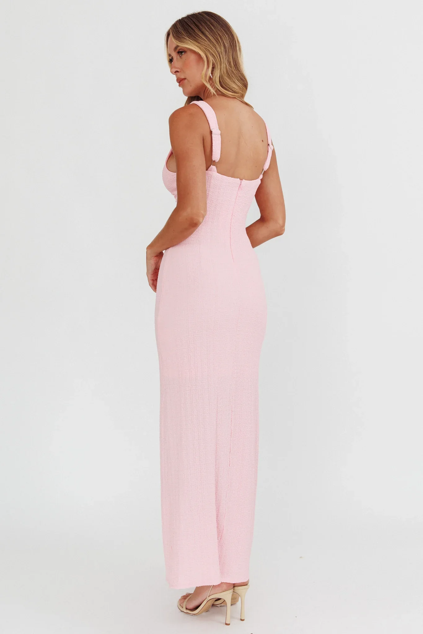 Kharissa Cut-Out Textured Maxi Dress Pink - luluinthesky