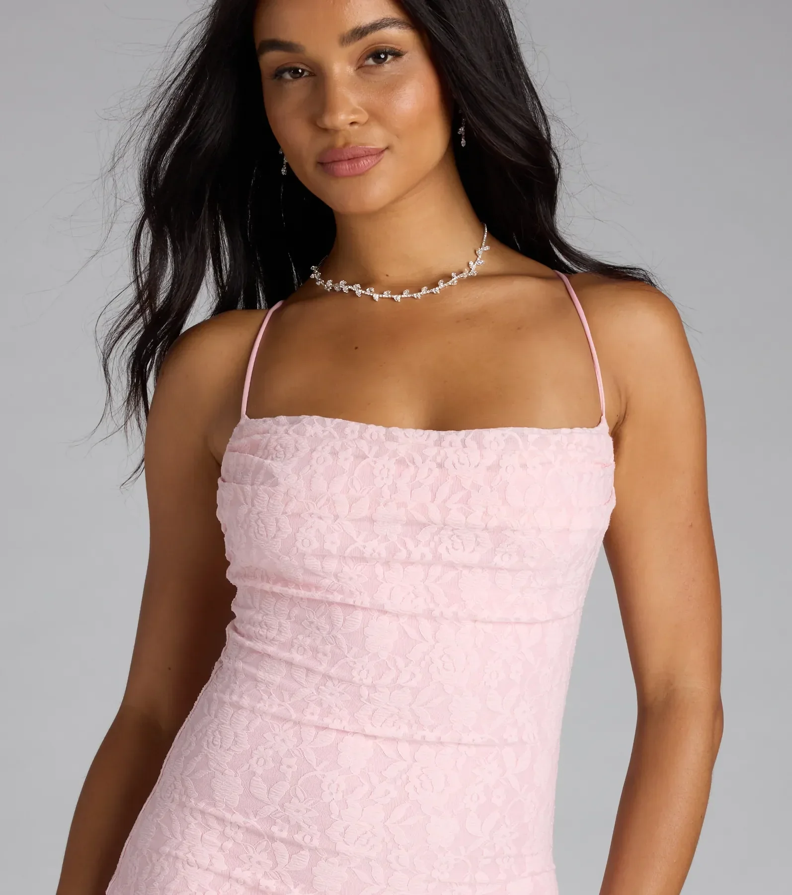 Get A Pic Lace-Up Lace Mini Dress - luluinthesky