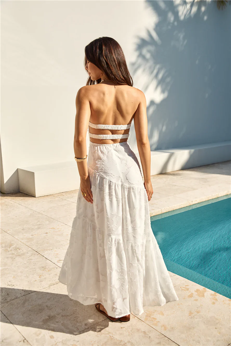 You and Me Strapless Maxi Dress White - luluinthesky