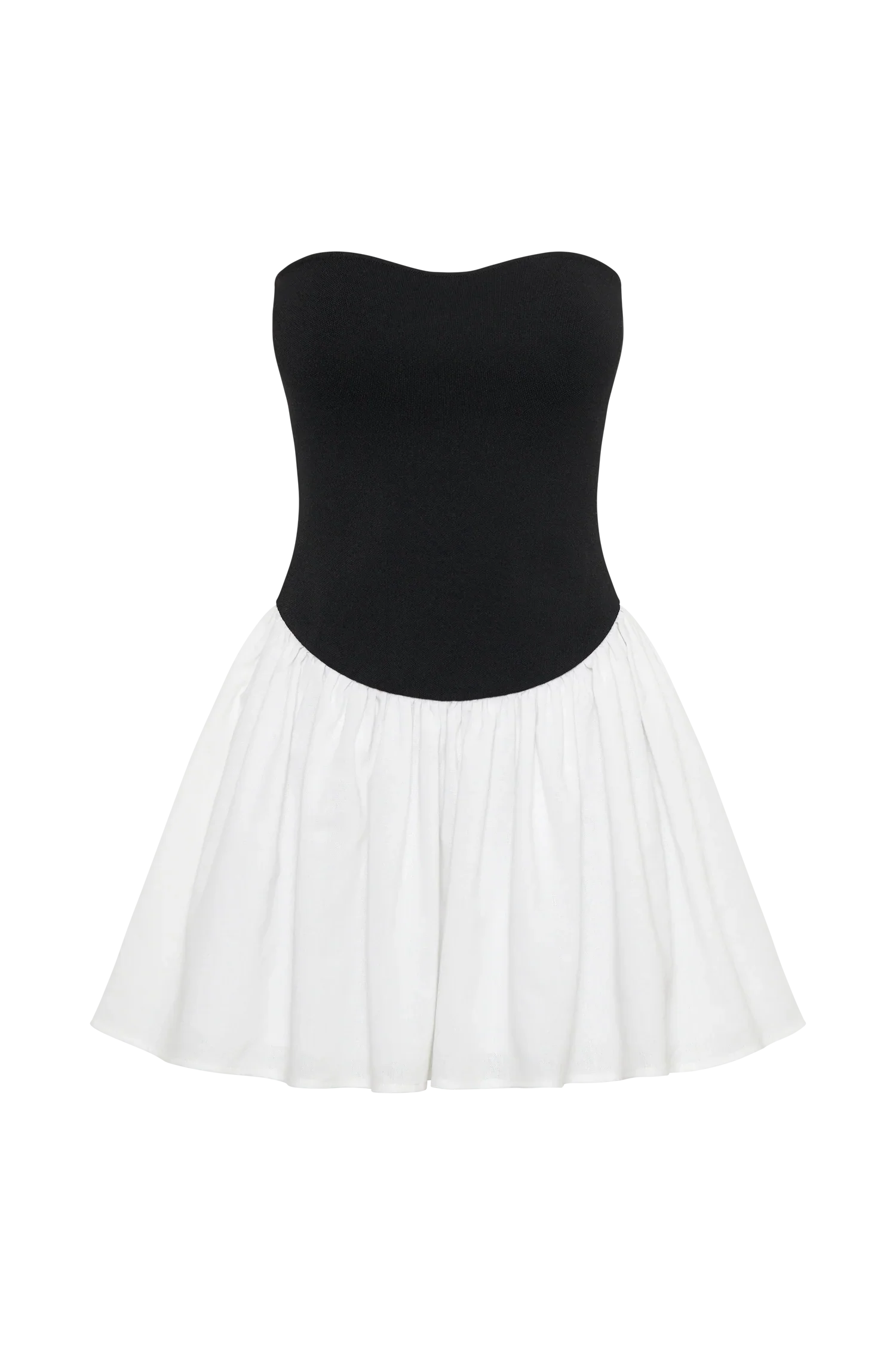 Hannah Knit And Linen Mini Dress - Black/White - luluinthesky