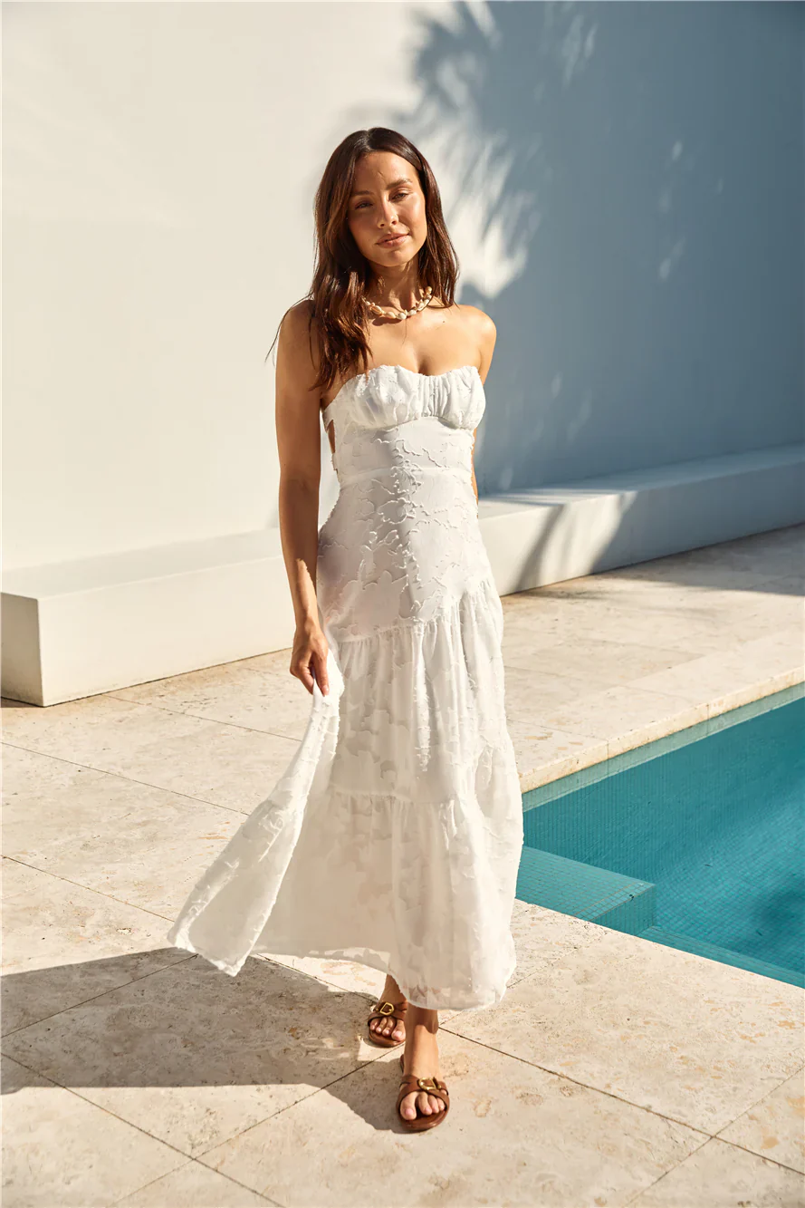 You and Me Strapless Maxi Dress White - luluinthesky