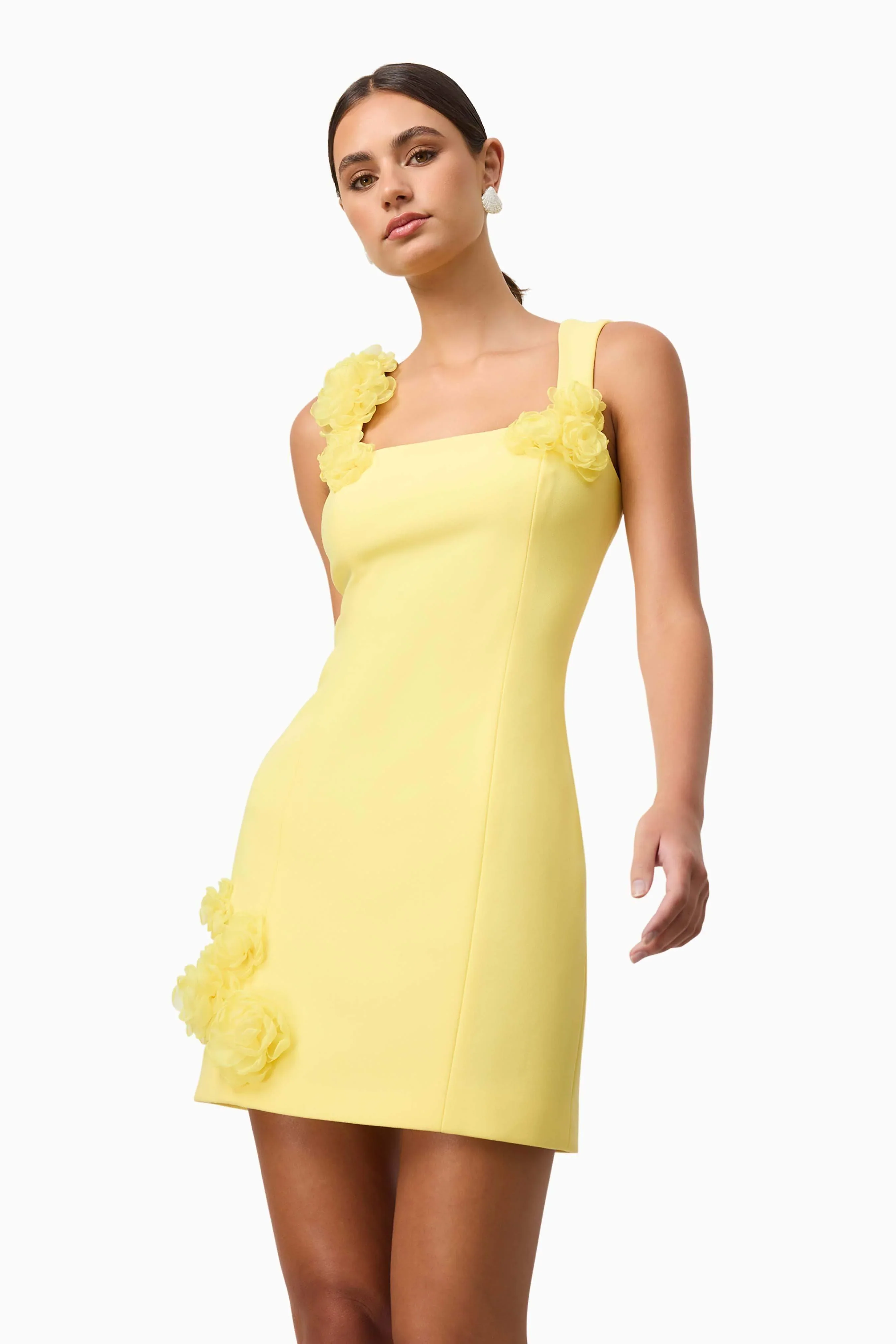 Trompe 3D Mini Dress In Yellow - luluinthesky