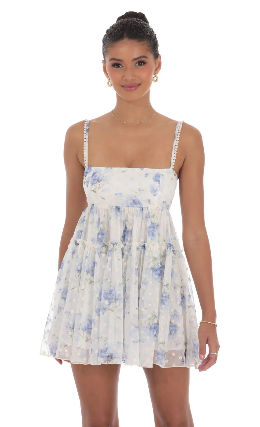Floral Babydoll Dress in White - luluinthesky