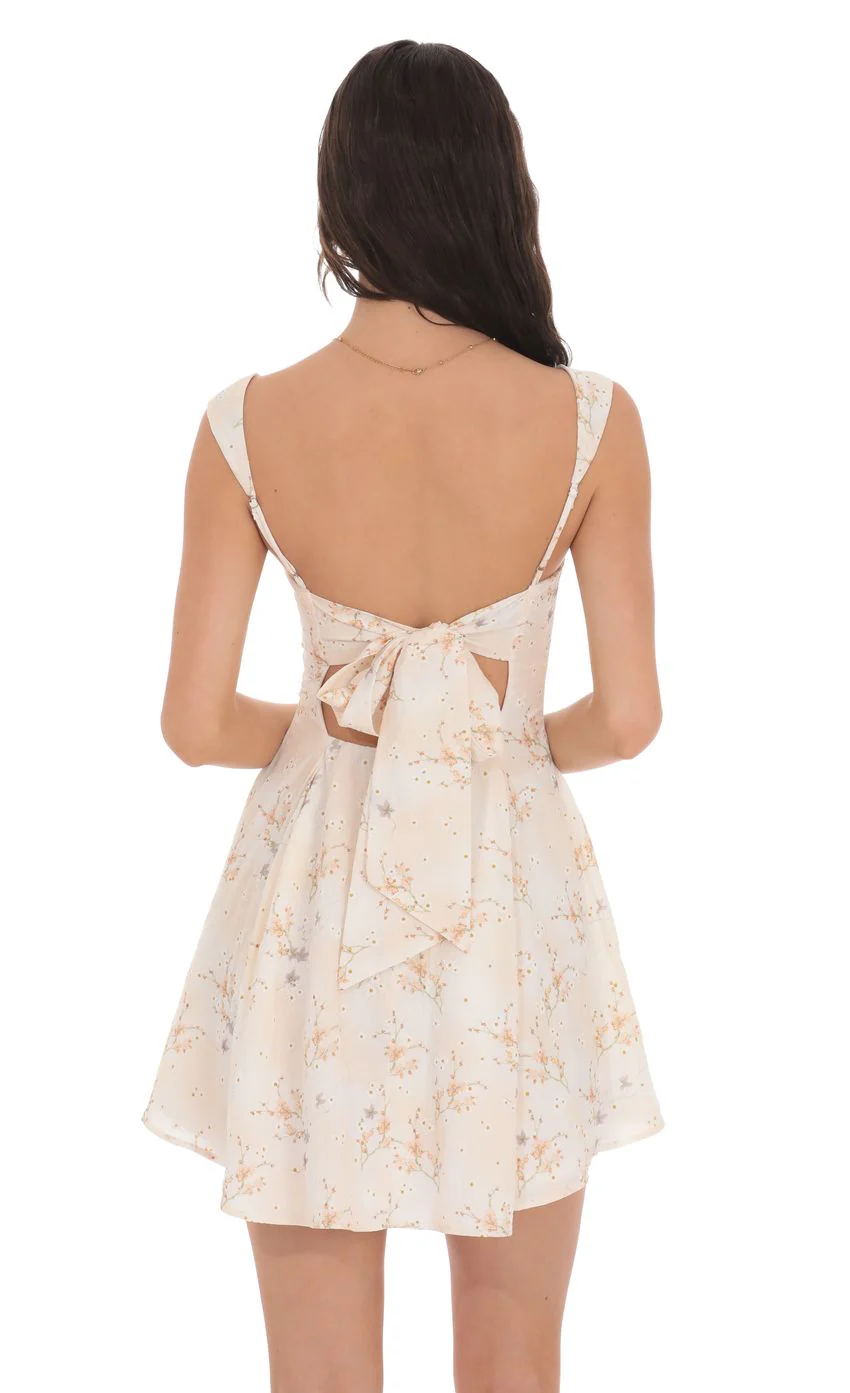 Floral Fit and Flare Dress in Cream Swirl - luluinthesky